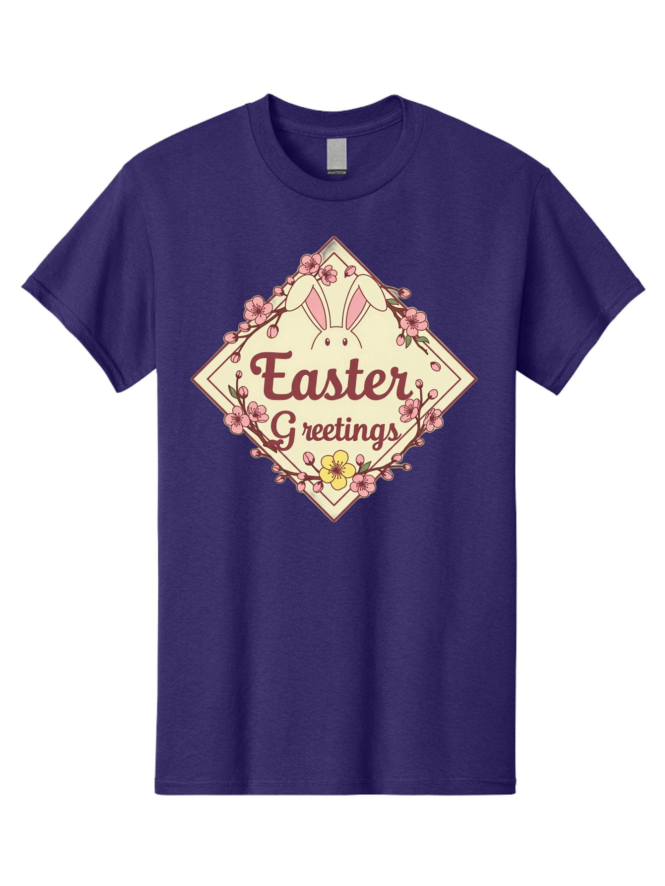 Easter-Greetings Men'S Graphic Tee, 100% Cotton, Comfortable Casual Summer Wear, Machine Washable, Easter Bunny, Easter Greetings, Floral Wreath, Pastel Colors, Spring Flowers, Easter Wishes, Festive Design Baa629 7