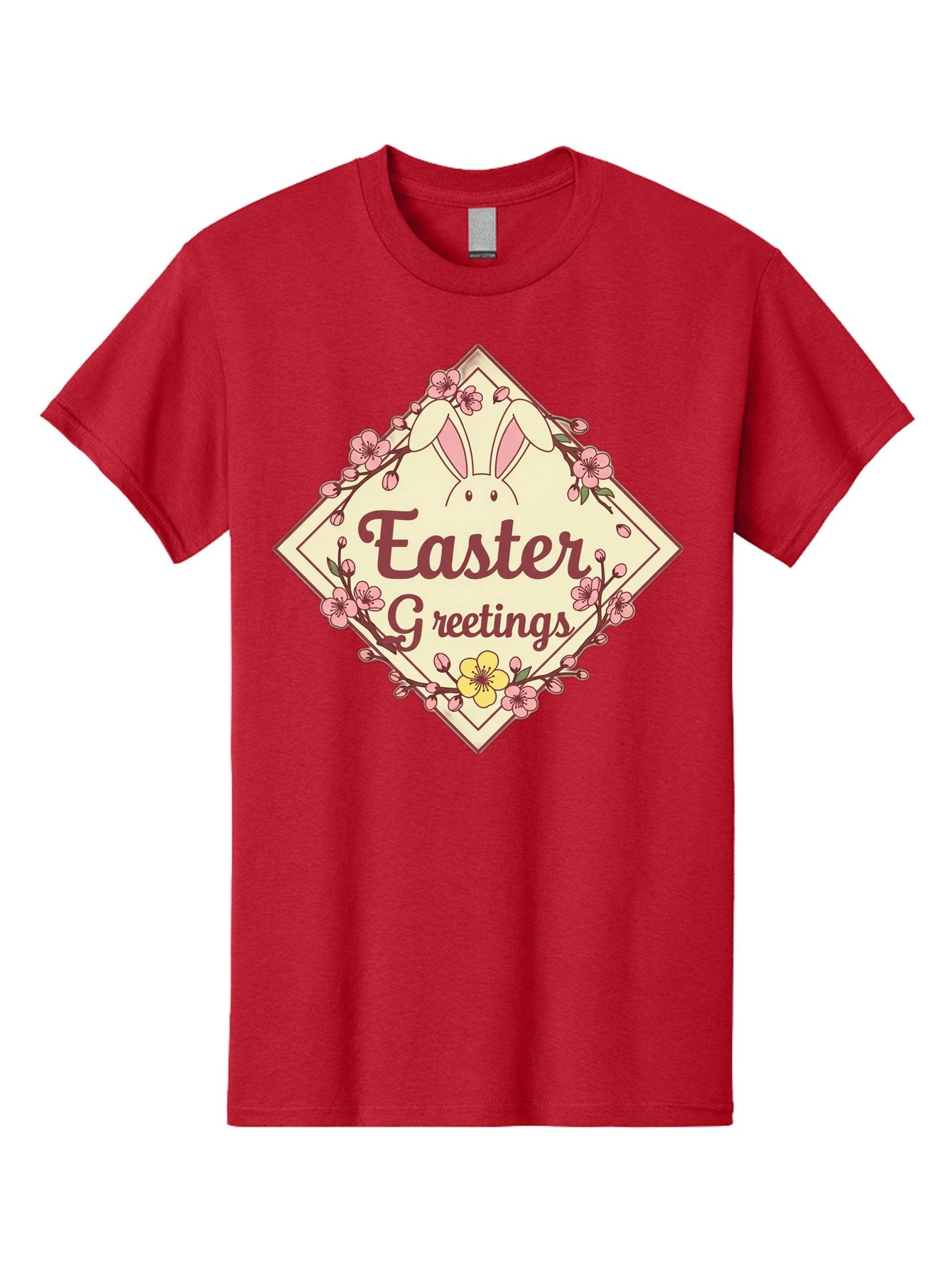 Easter-Greetings Men'S Graphic Tee, 100% Cotton, Comfortable Casual Summer Wear, Machine Washable, Easter Bunny, Easter Greetings, Floral Wreath, Pastel Colors, Spring Flowers, Easter Wishes, Festive Design Baa629 8
