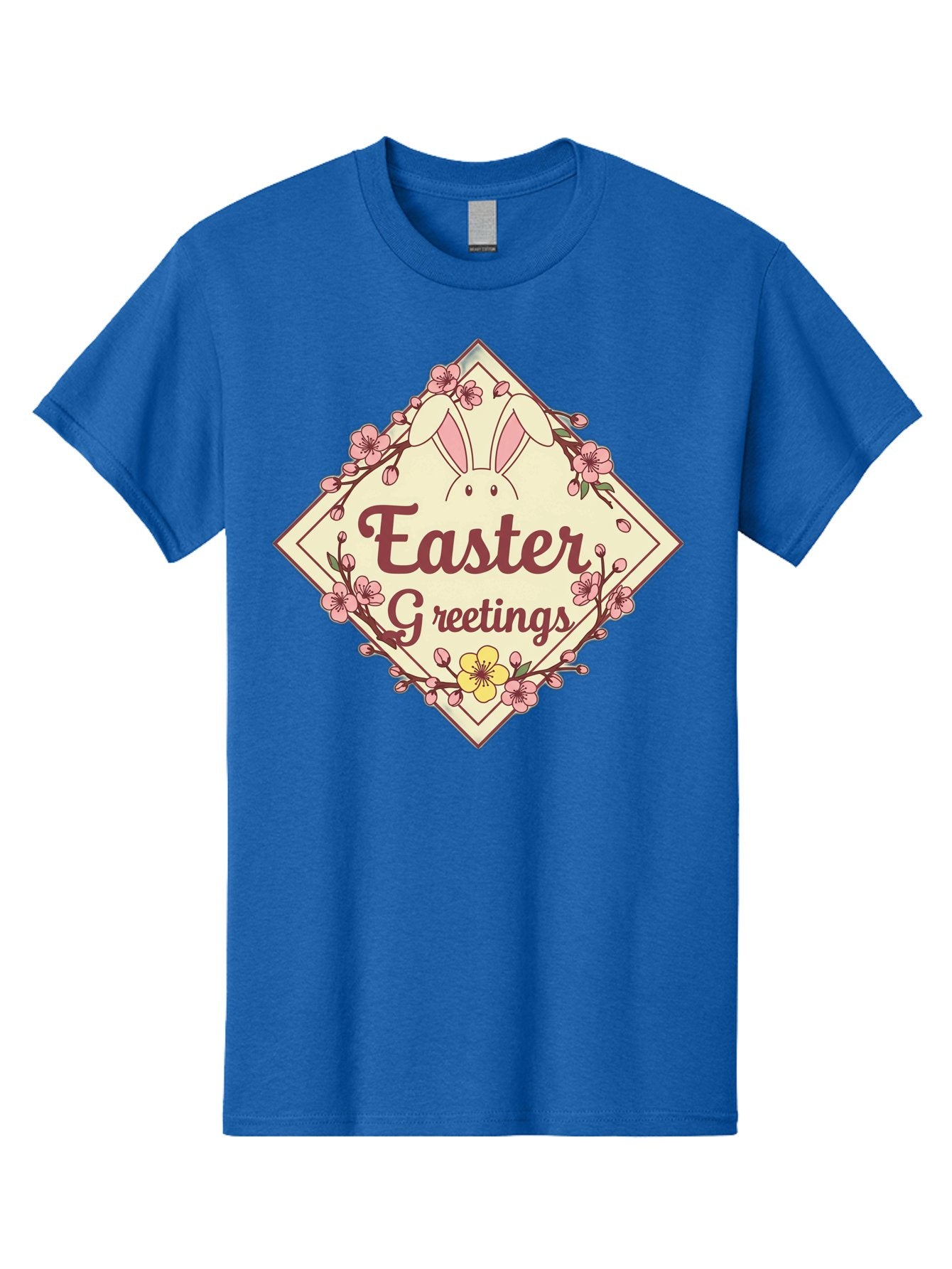 Easter-Greetings Men'S Graphic Tee, 100% Cotton, Comfortable Casual Summer Wear, Machine Washable, Easter Bunny, Easter Greetings, Floral Wreath, Pastel Colors, Spring Flowers, Easter Wishes, Festive Design Baa629 15