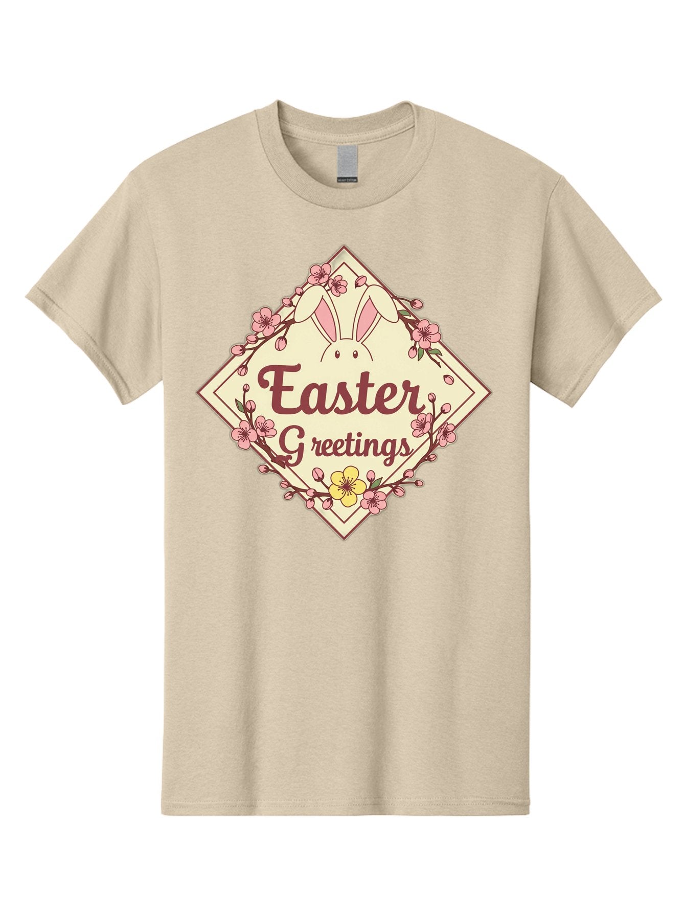 Easter-Greetings Men'S Graphic Tee, 100% Cotton, Comfortable Casual Summer Wear, Machine Washable, Easter Bunny, Easter Greetings, Floral Wreath, Pastel Colors, Spring Flowers, Easter Wishes, Festive Design Baa629 4