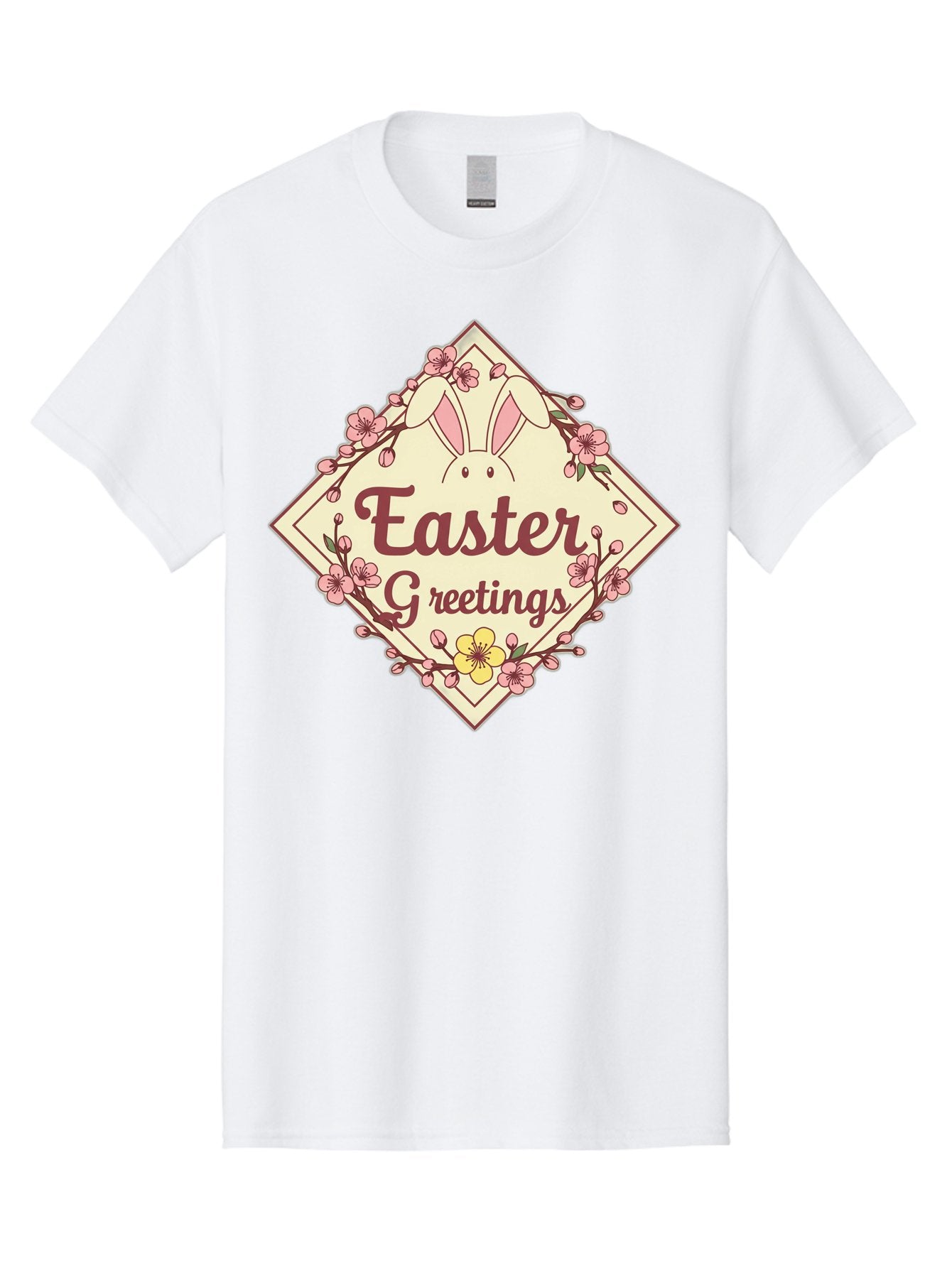 Easter-Greetings Men'S Graphic Tee, 100% Cotton, Comfortable Casual Summer Wear, Machine Washable, Easter Bunny, Easter Greetings, Floral Wreath, Pastel Colors, Spring Flowers, Easter Wishes, Festive Design Baa629 10