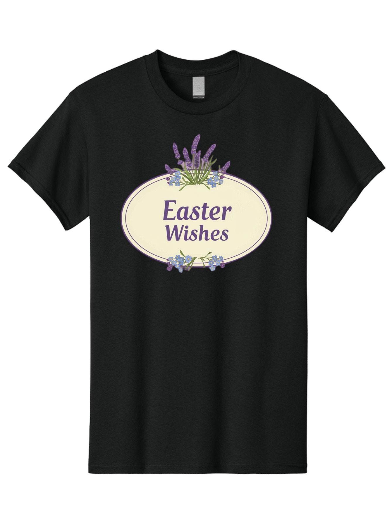 Easter-Wishes Men'S Graphic Tee, 100% Cotton, Comfortable Casual Summer Wear, Machine Washable, Easter Wishes, Easter Greeting Card, Spring Flowers, Floral Decoration, Purple Flowers, Lavender, Easter Message, Holiday Card, Festive Design, Baa635 6
