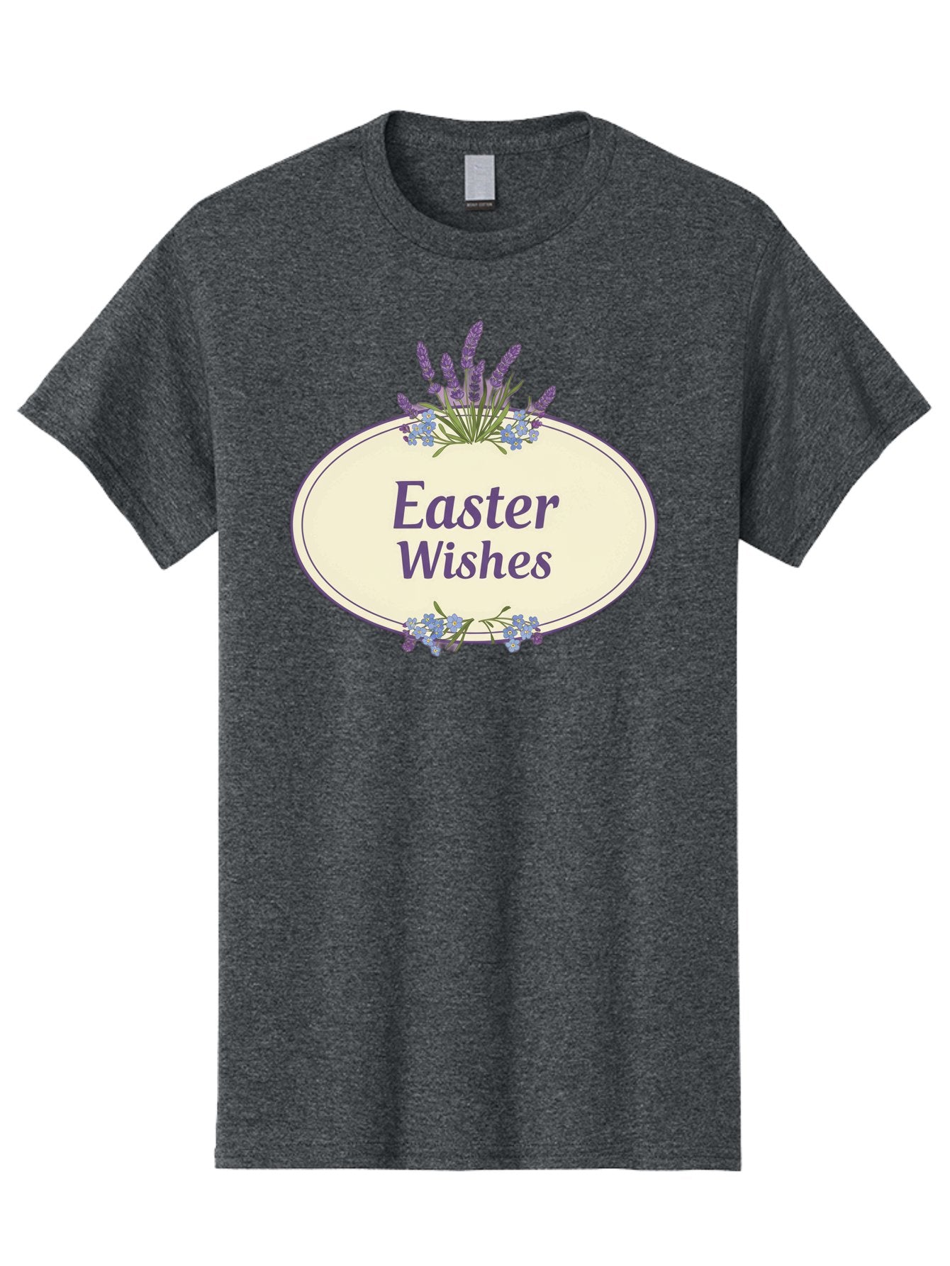 Easter-Wishes Men'S Graphic Tee, 100% Cotton, Comfortable Casual Summer Wear, Machine Washable, Easter Wishes, Easter Greeting Card, Spring Flowers, Floral Decoration, Purple Flowers, Lavender, Easter Message, Holiday Card, Festive Design, Baa635 7