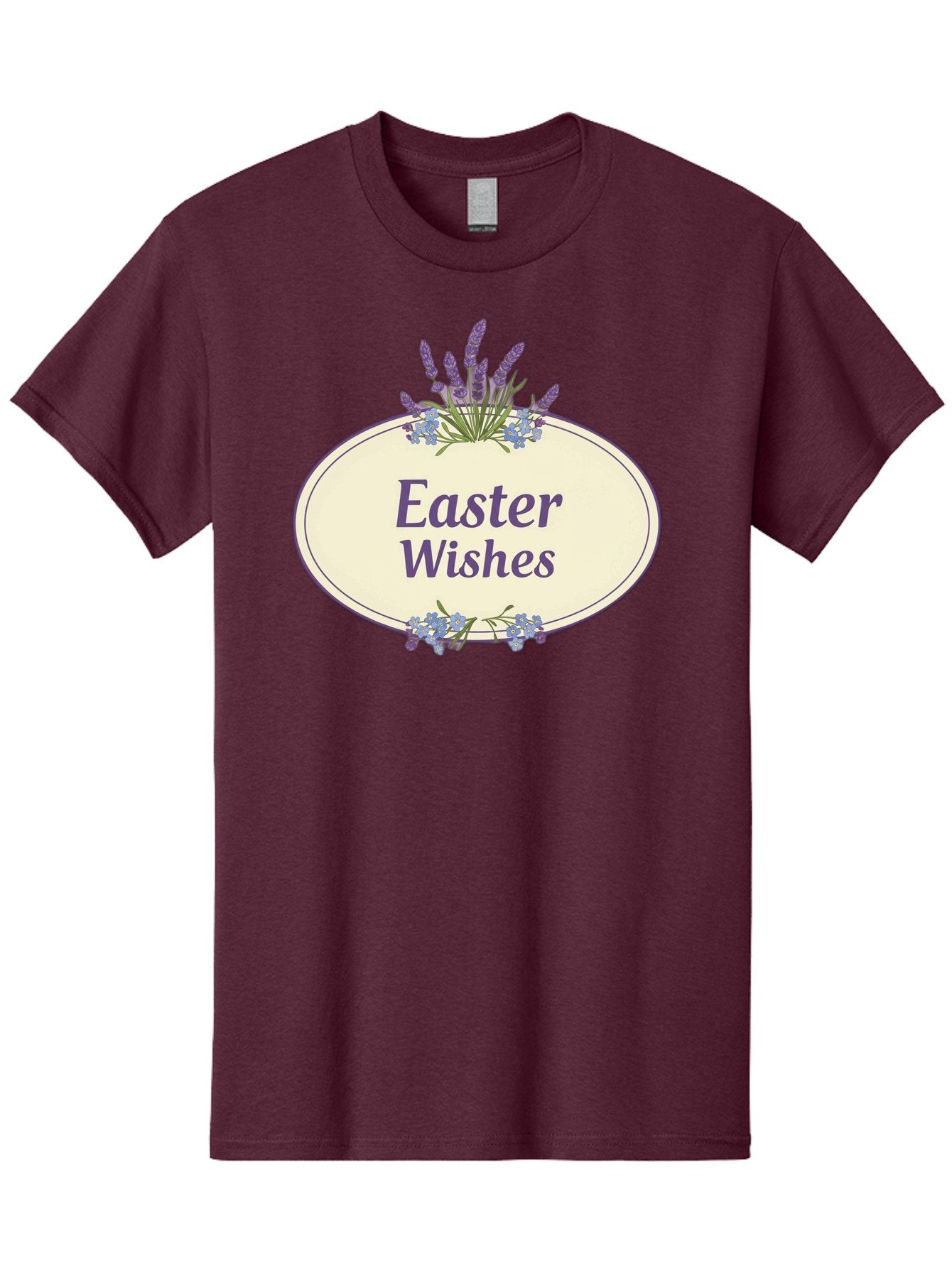 Easter-Wishes Men'S Graphic Tee, 100% Cotton, Comfortable Casual Summer Wear, Machine Washable, Easter Wishes, Easter Greeting Card, Spring Flowers, Floral Decoration, Purple Flowers, Lavender, Easter Message, Holiday Card, Festive Design, Baa635 14