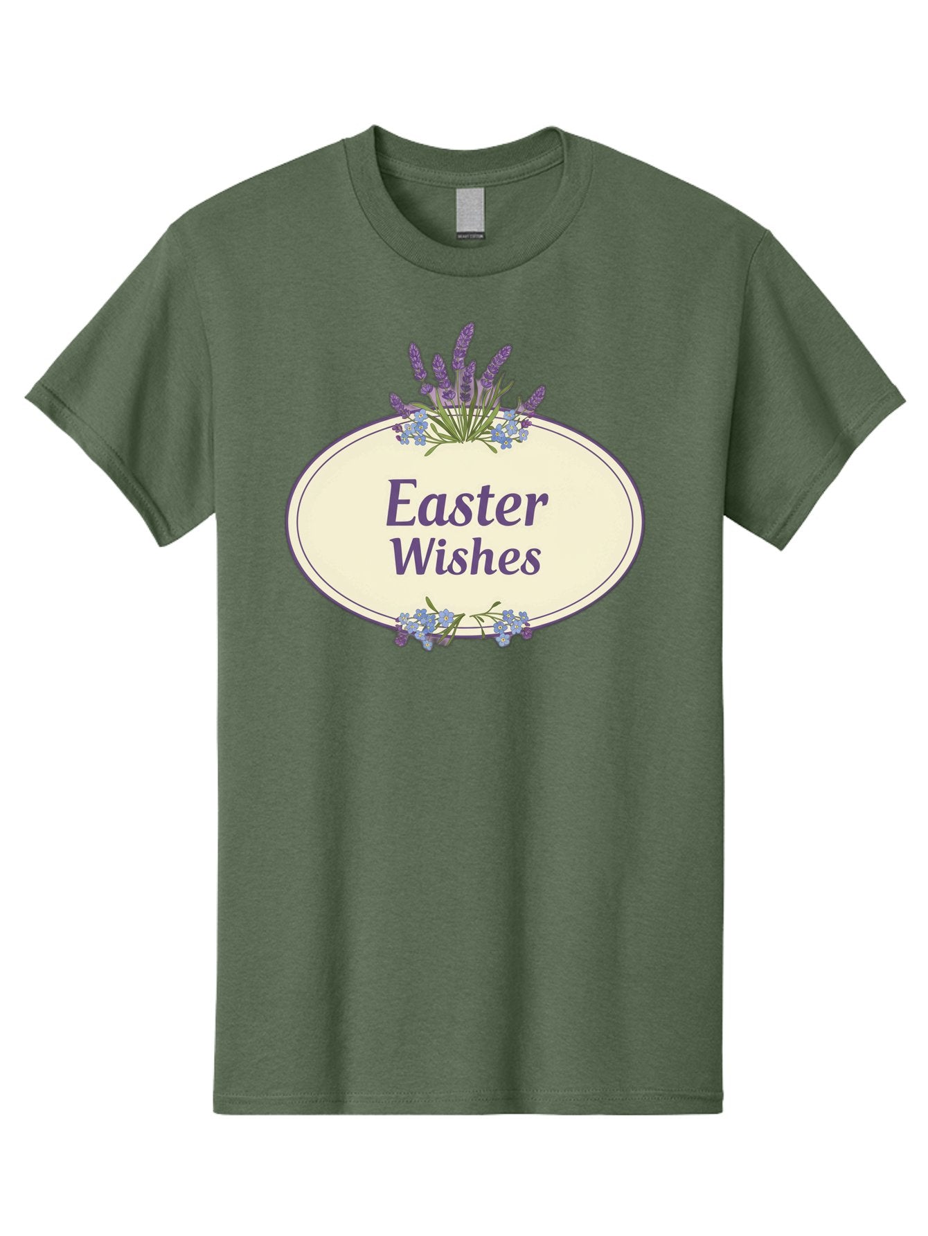 Easter-Wishes Men'S Graphic Tee, 100% Cotton, Comfortable Casual Summer Wear, Machine Washable, Easter Wishes, Easter Greeting Card, Spring Flowers, Floral Decoration, Purple Flowers, Lavender, Easter Message, Holiday Card, Festive Design, Baa635 4