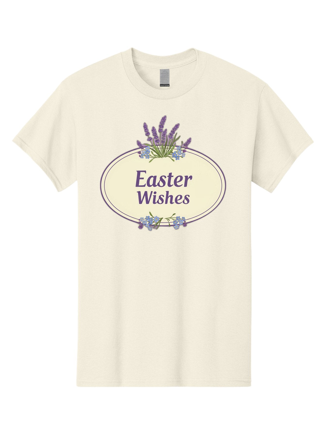 Easter-Wishes Men'S Graphic Tee, 100% Cotton, Comfortable Casual Summer Wear, Machine Washable, Easter Wishes, Easter Greeting Card, Spring Flowers, Floral Decoration, Purple Flowers, Lavender, Easter Message, Holiday Card, Festive Design, Baa635