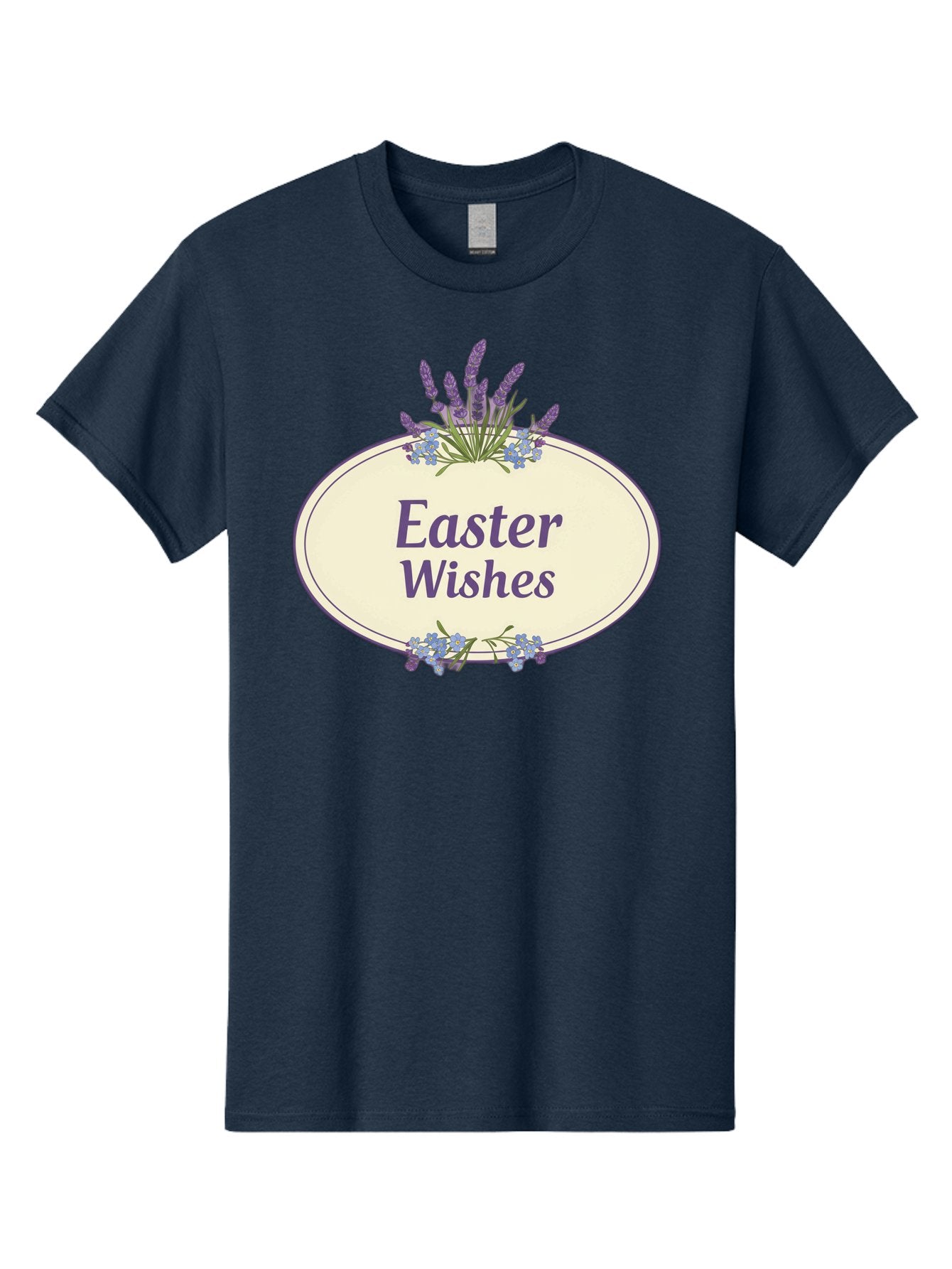 Easter-Wishes Men'S Graphic Tee, 100% Cotton, Comfortable Casual Summer Wear, Machine Washable, Easter Wishes, Easter Greeting Card, Spring Flowers, Floral Decoration, Purple Flowers, Lavender, Easter Message, Holiday Card, Festive Design, Baa635 9