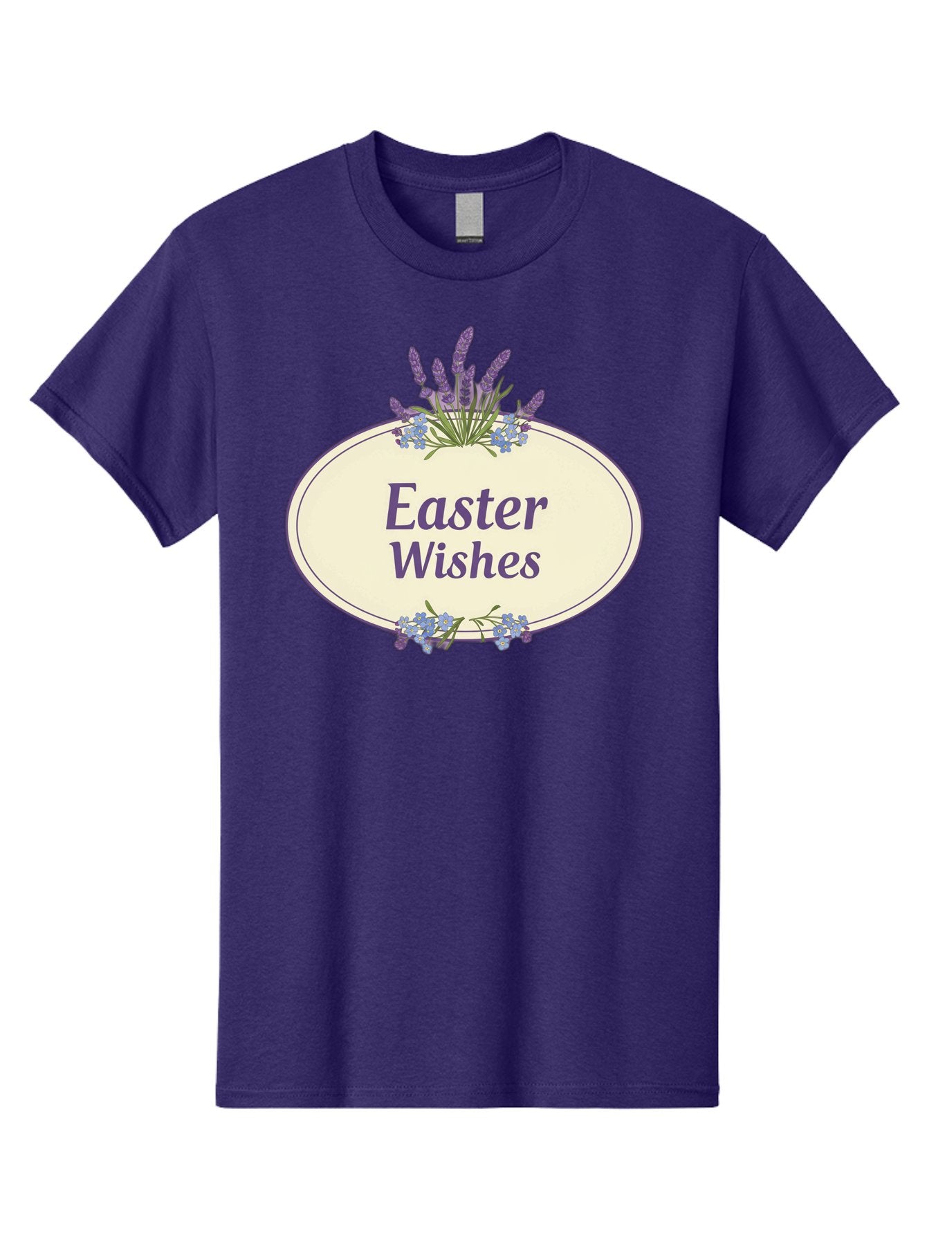 Easter-Wishes Men'S Graphic Tee, 100% Cotton, Comfortable Casual Summer Wear, Machine Washable, Easter Wishes, Easter Greeting Card, Spring Flowers, Floral Decoration, Purple Flowers, Lavender, Easter Message, Holiday Card, Festive Design, Baa635 11