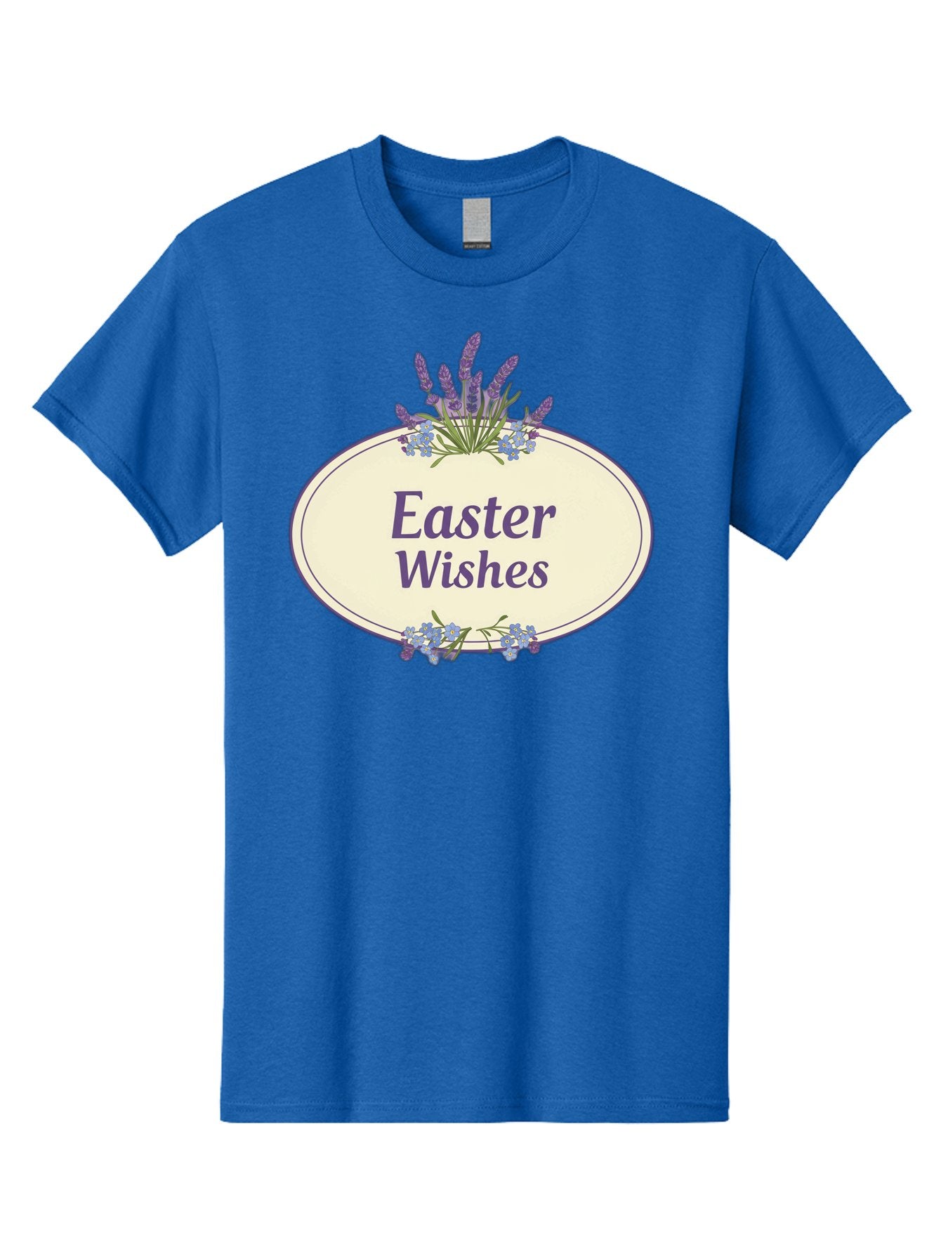 Easter-Wishes Men'S Graphic Tee, 100% Cotton, Comfortable Casual Summer Wear, Machine Washable, Easter Wishes, Easter Greeting Card, Spring Flowers, Floral Decoration, Purple Flowers, Lavender, Easter Message, Holiday Card, Festive Design, Baa635 5