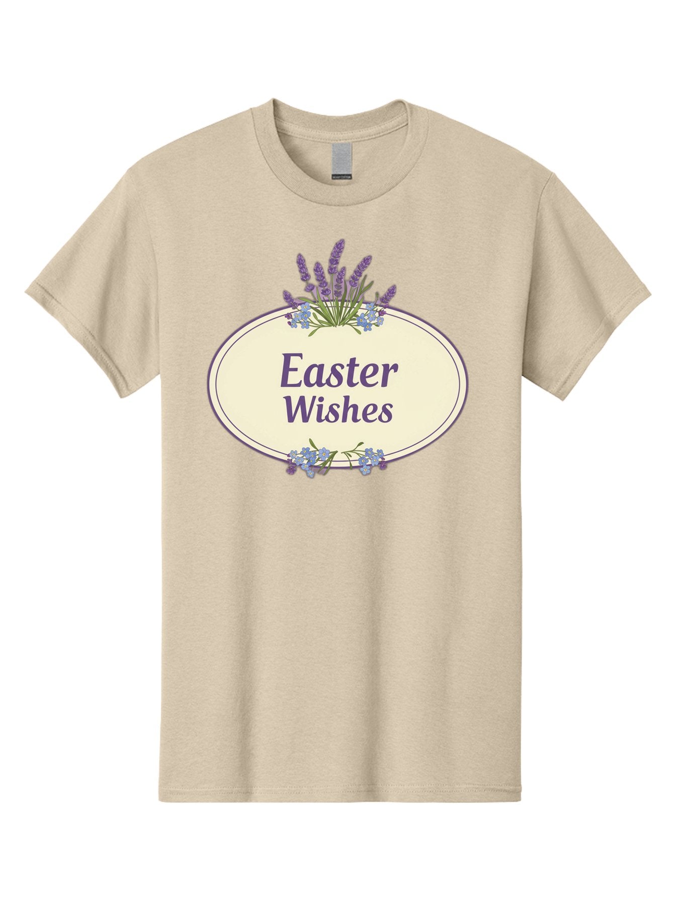 Easter-Wishes Men'S Graphic Tee, 100% Cotton, Comfortable Casual Summer Wear, Machine Washable, Easter Wishes, Easter Greeting Card, Spring Flowers, Floral Decoration, Purple Flowers, Lavender, Easter Message, Holiday Card, Festive Design, Baa635 12