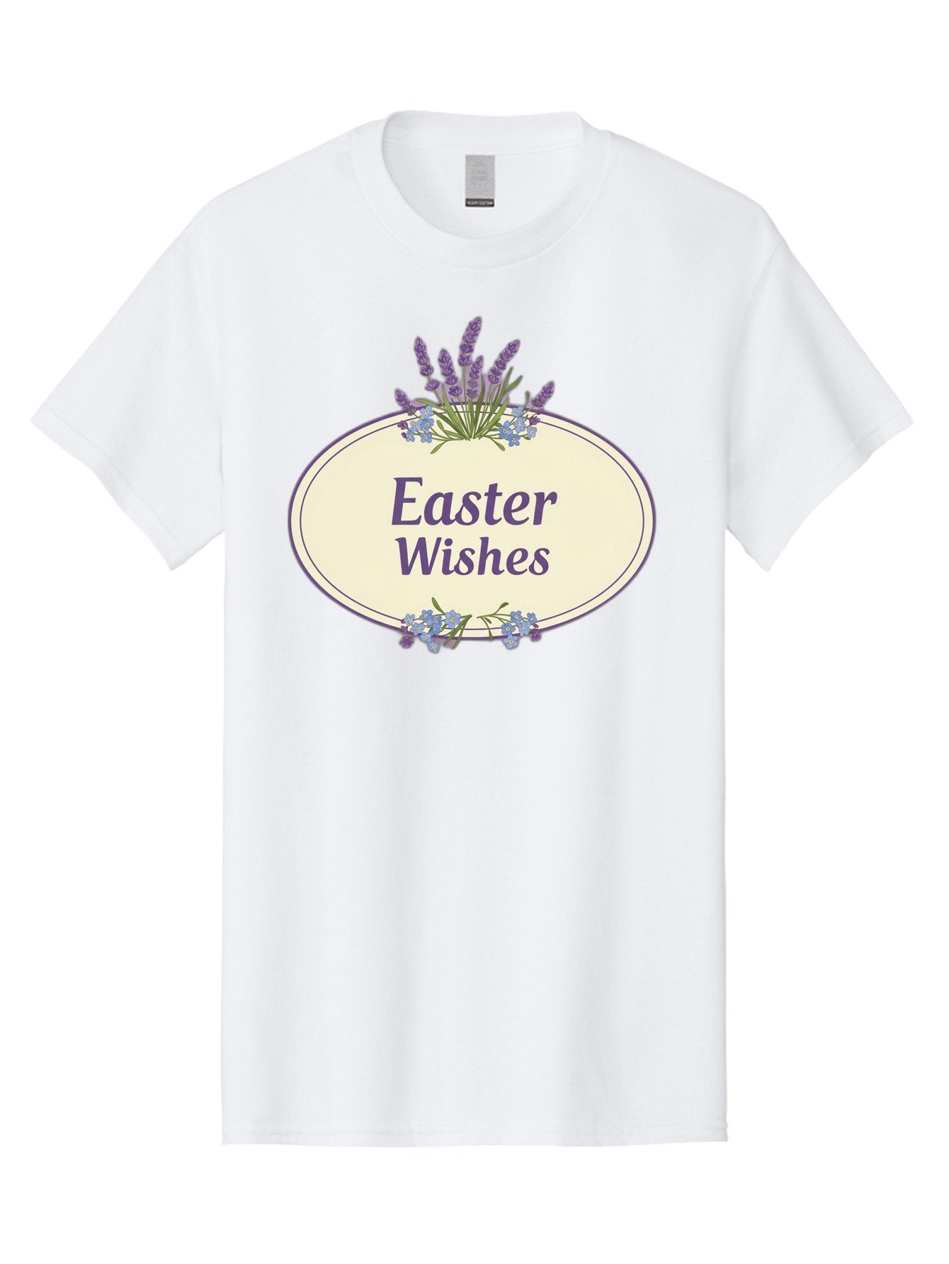 Easter-Wishes Men'S Graphic Tee, 100% Cotton, Comfortable Casual Summer Wear, Machine Washable, Easter Wishes, Easter Greeting Card, Spring Flowers, Floral Decoration, Purple Flowers, Lavender, Easter Message, Holiday Card, Festive Design, Baa635 3