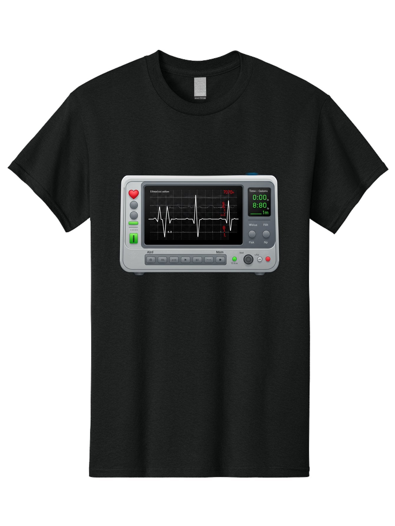 Ecg-Monitor Men'S Graphic Tee, 100% Cotton, Comfortable Casual Summer Wear, Machine Washable, Electrocardiogram Machine, Heart Rate Monitor, Medical Device, Cardiac Rhythm, Bpm Display, Health Technology, Patient Monitoring, Baa636