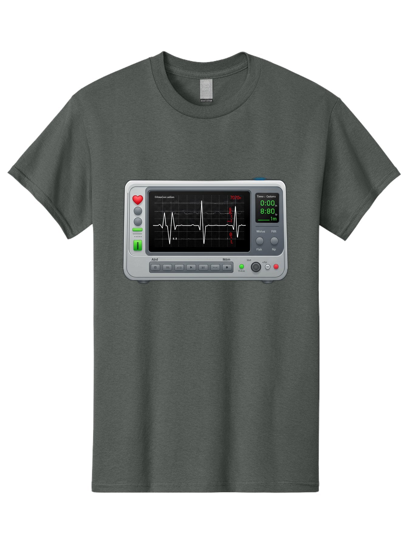 Ecg-Monitor Men'S Graphic Tee, 100% Cotton, Comfortable Casual Summer Wear, Machine Washable, Electrocardiogram Machine, Heart Rate Monitor, Medical Device, Cardiac Rhythm, Bpm Display, Health Technology, Patient Monitoring, Baa636 7