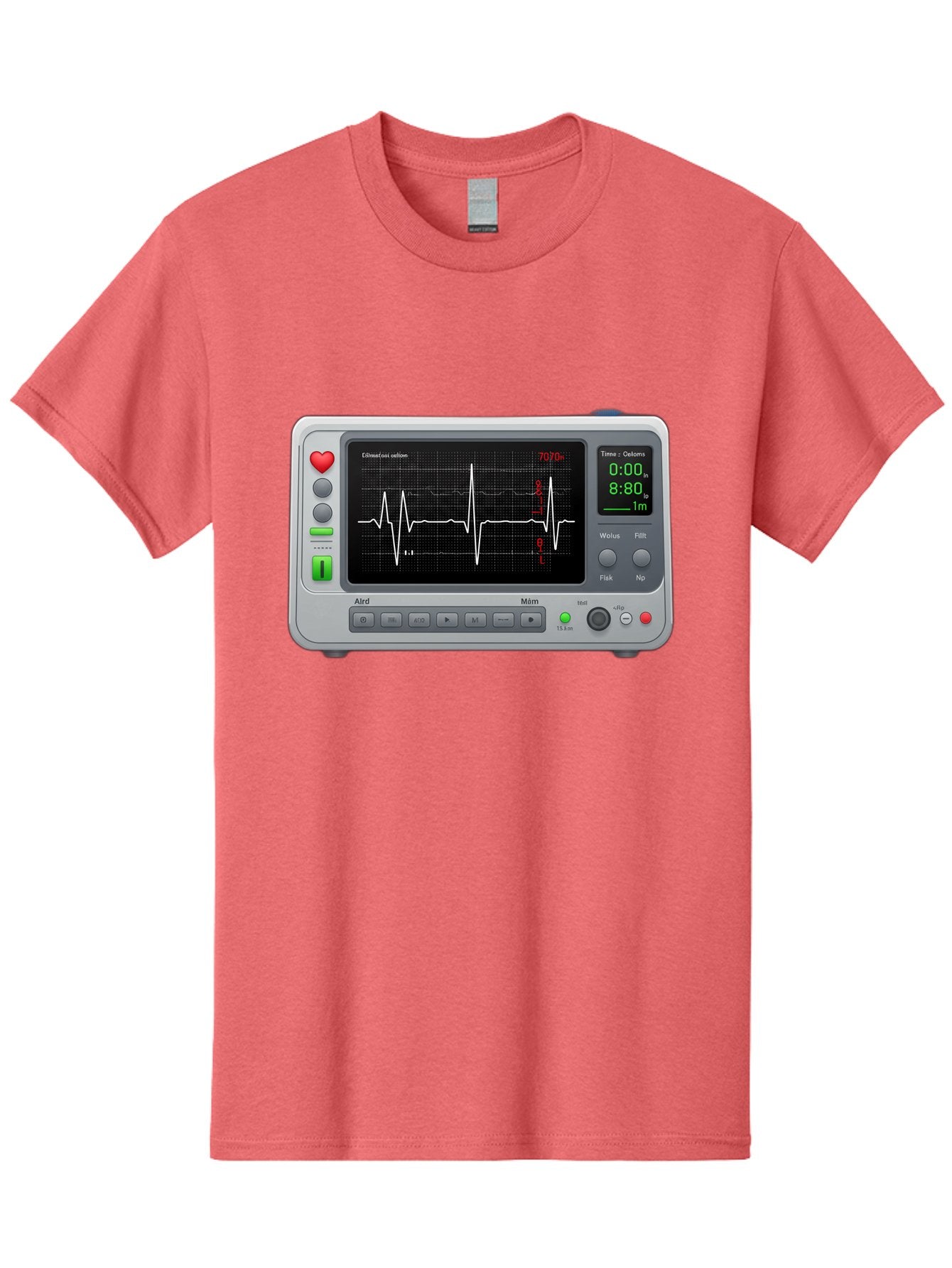Ecg-Monitor Men'S Graphic Tee, 100% Cotton, Comfortable Casual Summer Wear, Machine Washable, Electrocardiogram Machine, Heart Rate Monitor, Medical Device, Cardiac Rhythm, Bpm Display, Health Technology, Patient Monitoring, Baa636 5