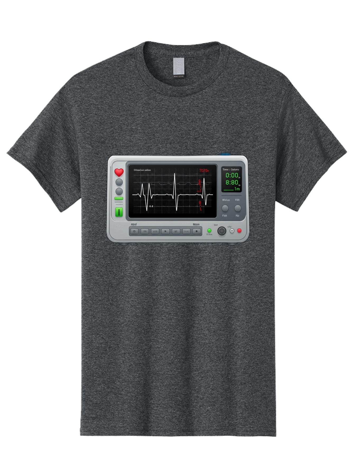 Ecg-Monitor Men'S Graphic Tee, 100% Cotton, Comfortable Casual Summer Wear, Machine Washable, Electrocardiogram Machine, Heart Rate Monitor, Medical Device, Cardiac Rhythm, Bpm Display, Health Technology, Patient Monitoring, Baa636 11