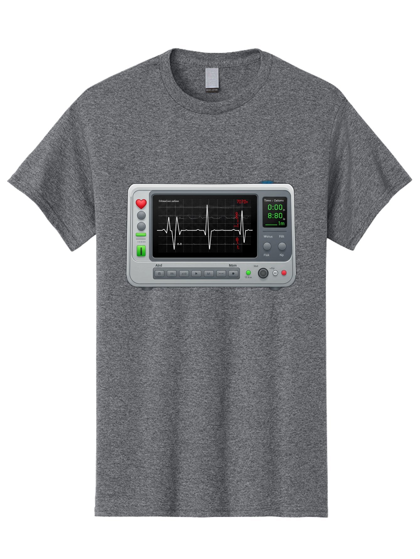 Ecg-Monitor Men'S Graphic Tee, 100% Cotton, Comfortable Casual Summer Wear, Machine Washable, Electrocardiogram Machine, Heart Rate Monitor, Medical Device, Cardiac Rhythm, Bpm Display, Health Technology, Patient Monitoring, Baa636 15