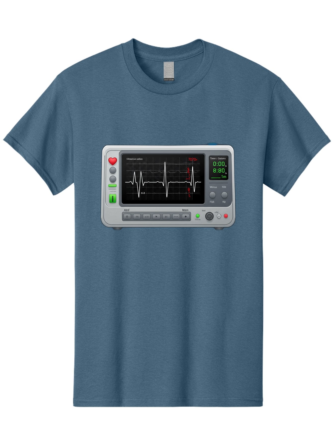 Ecg-Monitor Men'S Graphic Tee, 100% Cotton, Comfortable Casual Summer Wear, Machine Washable, Electrocardiogram Machine, Heart Rate Monitor, Medical Device, Cardiac Rhythm, Bpm Display, Health Technology, Patient Monitoring, Baa636 9