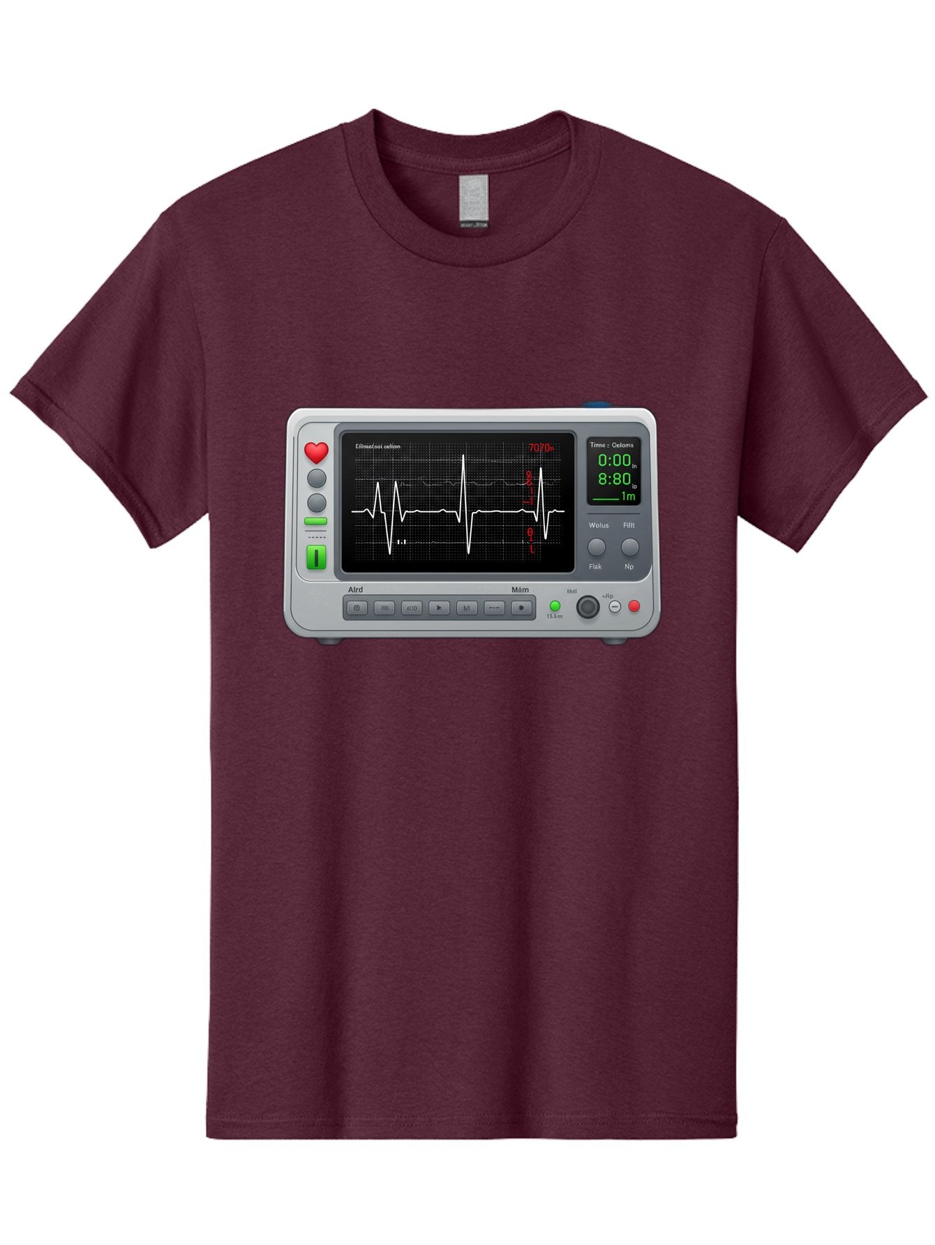 Ecg-Monitor Men'S Graphic Tee, 100% Cotton, Comfortable Casual Summer Wear, Machine Washable, Electrocardiogram Machine, Heart Rate Monitor, Medical Device, Cardiac Rhythm, Bpm Display, Health Technology, Patient Monitoring, Baa636 6