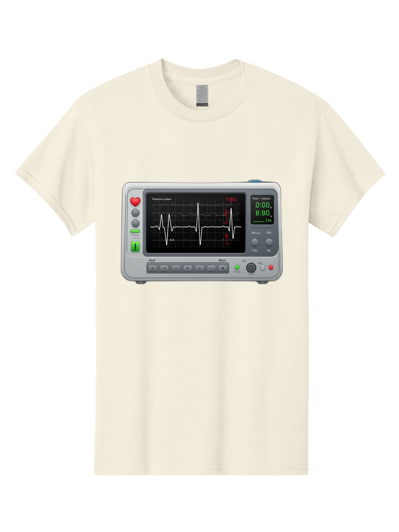 Ecg-Monitor Men'S Graphic Tee, 100% Cotton, Comfortable Casual Summer Wear, Machine Washable, Electrocardiogram Machine, Heart Rate Monitor, Medical Device, Cardiac Rhythm, Bpm Display, Health Technology, Patient Monitoring, Baa636