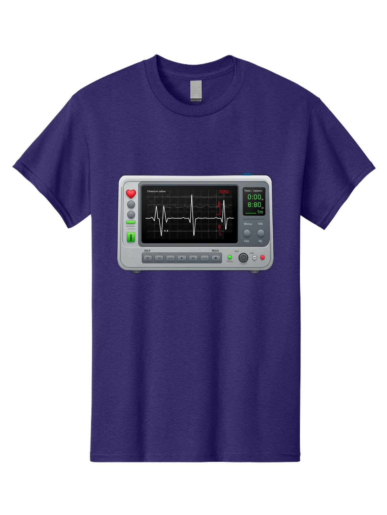 Ecg-Monitor Men'S Graphic Tee, 100% Cotton, Comfortable Casual Summer Wear, Machine Washable, Electrocardiogram Machine, Heart Rate Monitor, Medical Device, Cardiac Rhythm, Bpm Display, Health Technology, Patient Monitoring, Baa636 12