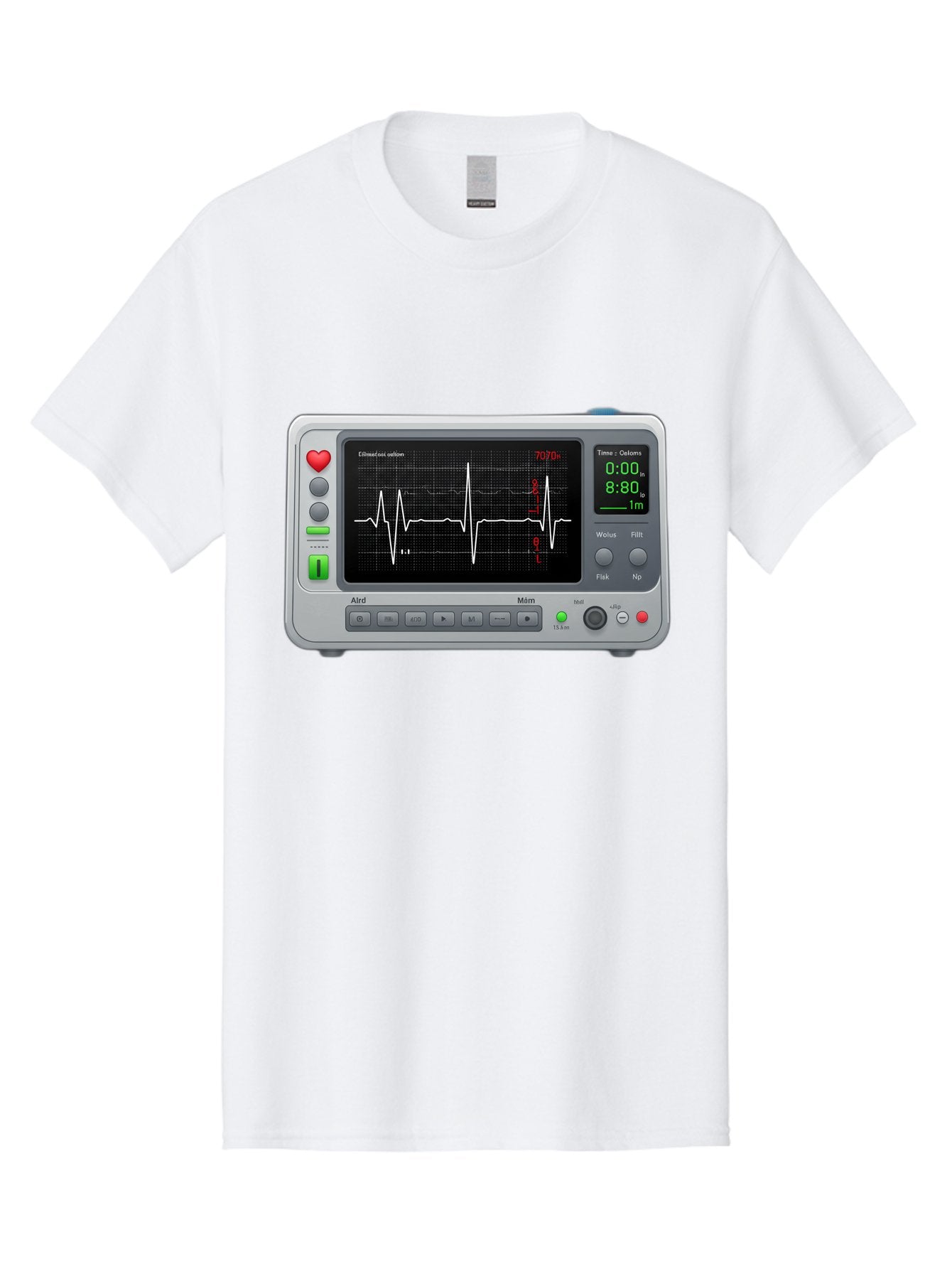 Ecg-Monitor Men'S Graphic Tee, 100% Cotton, Comfortable Casual Summer Wear, Machine Washable, Electrocardiogram Machine, Heart Rate Monitor, Medical Device, Cardiac Rhythm, Bpm Display, Health Technology, Patient Monitoring, Baa636 13