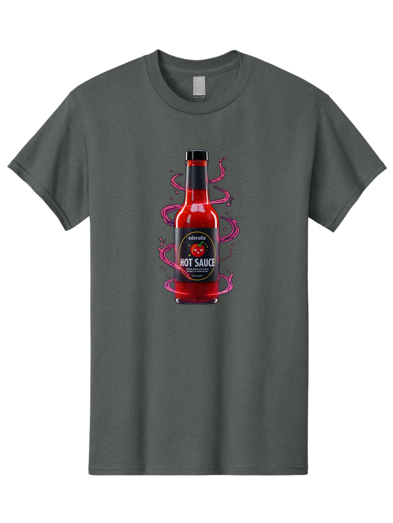 Ederatie-Hot-Sauce Men'S Graphic Tee, 100% Cotton, Comfortable Casual Summer Wear, Machine Washable, Hot Sauce Bottle, Spicy Condiment, Ederie Hot Sauce, Chili Pepper Sauce, Red Sauce, Fiery Flavor, Gourmet Hot Sauce, Sauce Packaging Baa637 5