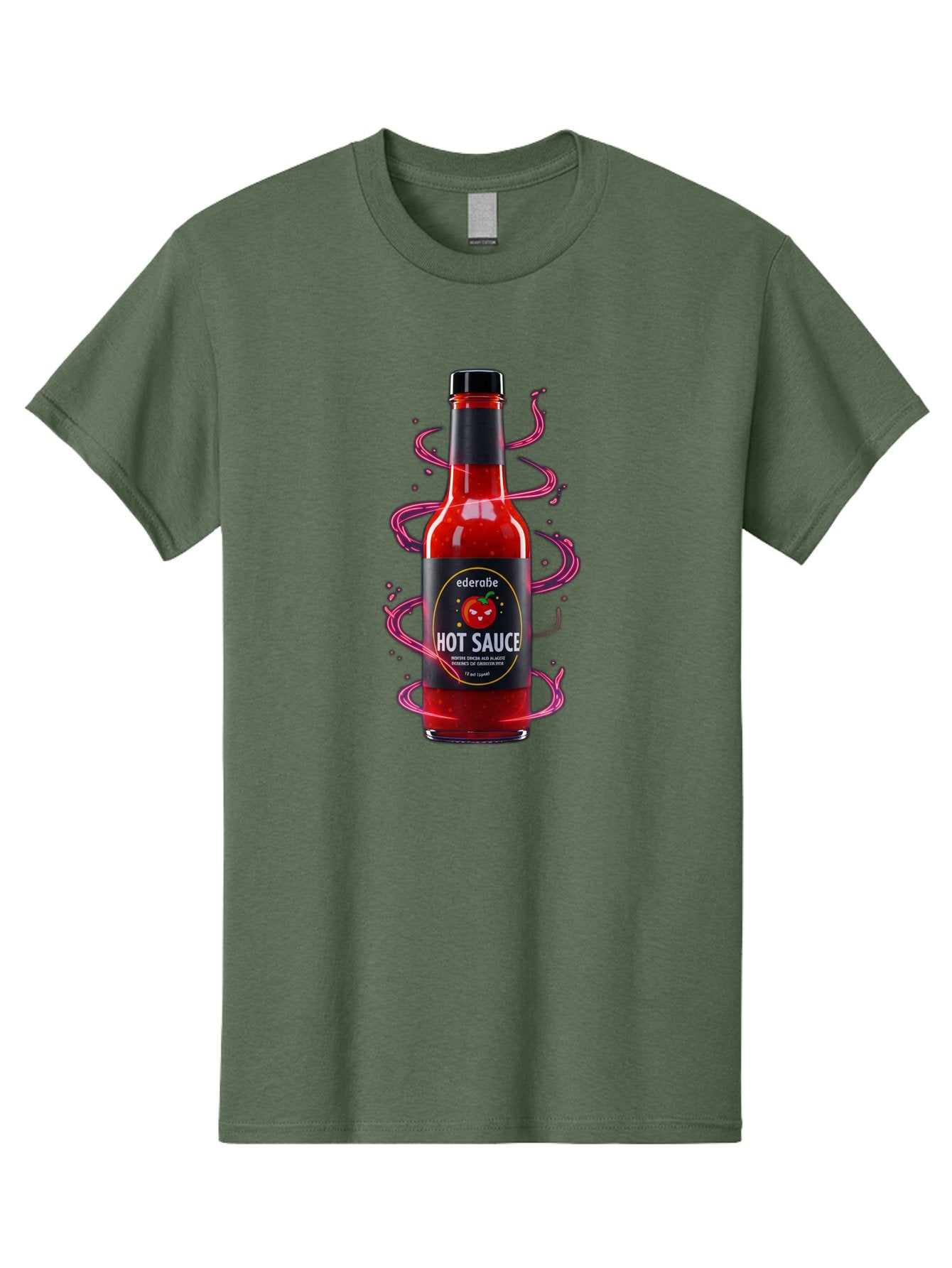 Ederatie-Hot-Sauce Men'S Graphic Tee, 100% Cotton, Comfortable Casual Summer Wear, Machine Washable, Hot Sauce Bottle, Spicy Condiment, Ederie Hot Sauce, Chili Pepper Sauce, Red Sauce, Fiery Flavor, Gourmet Hot Sauce, Sauce Packaging Baa637