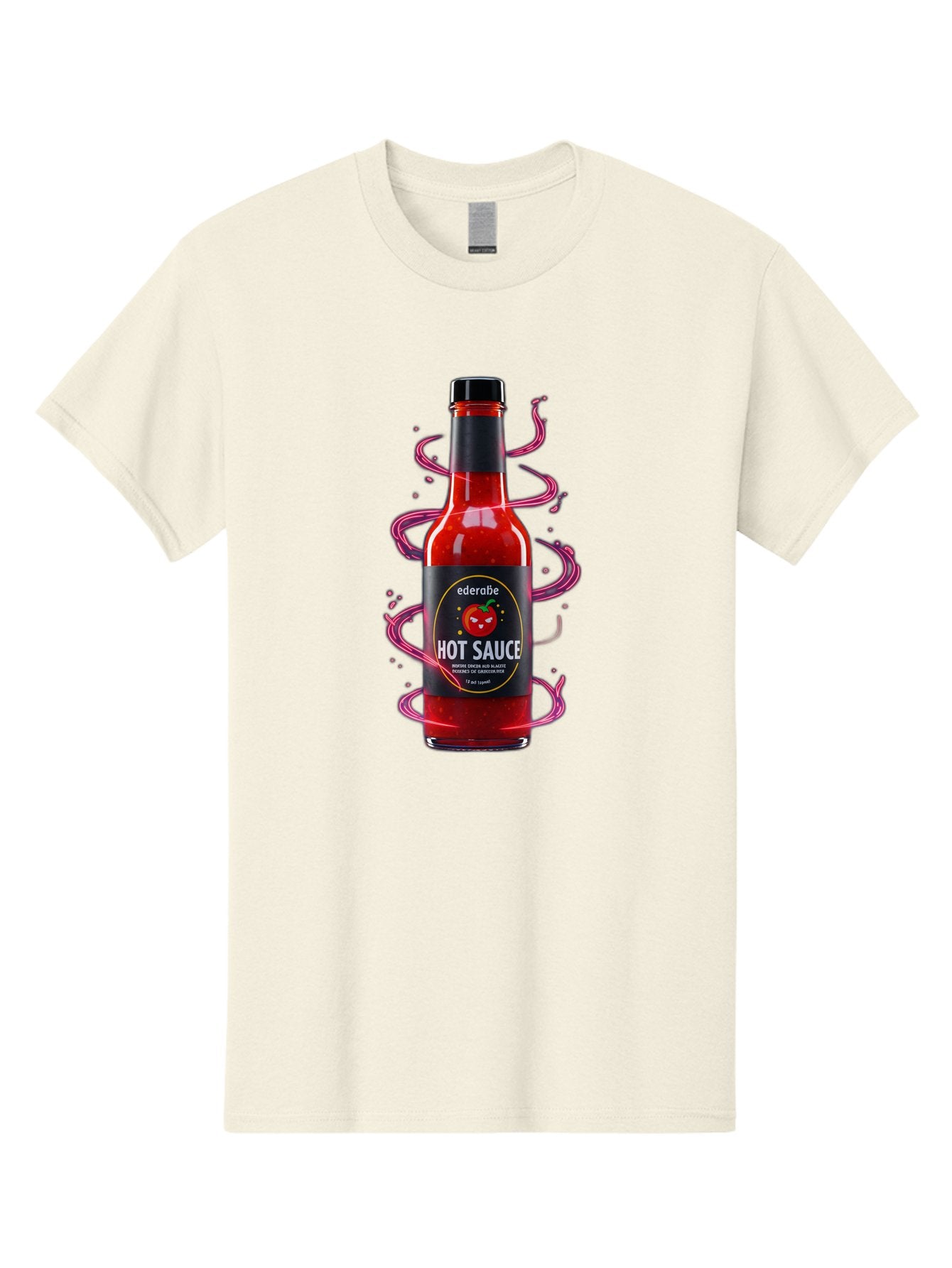 Ederatie-Hot-Sauce Men'S Graphic Tee, 100% Cotton, Comfortable Casual Summer Wear, Machine Washable, Hot Sauce Bottle, Spicy Condiment, Ederie Hot Sauce, Chili Pepper Sauce, Red Sauce, Fiery Flavor, Gourmet Hot Sauce, Sauce Packaging Baa637