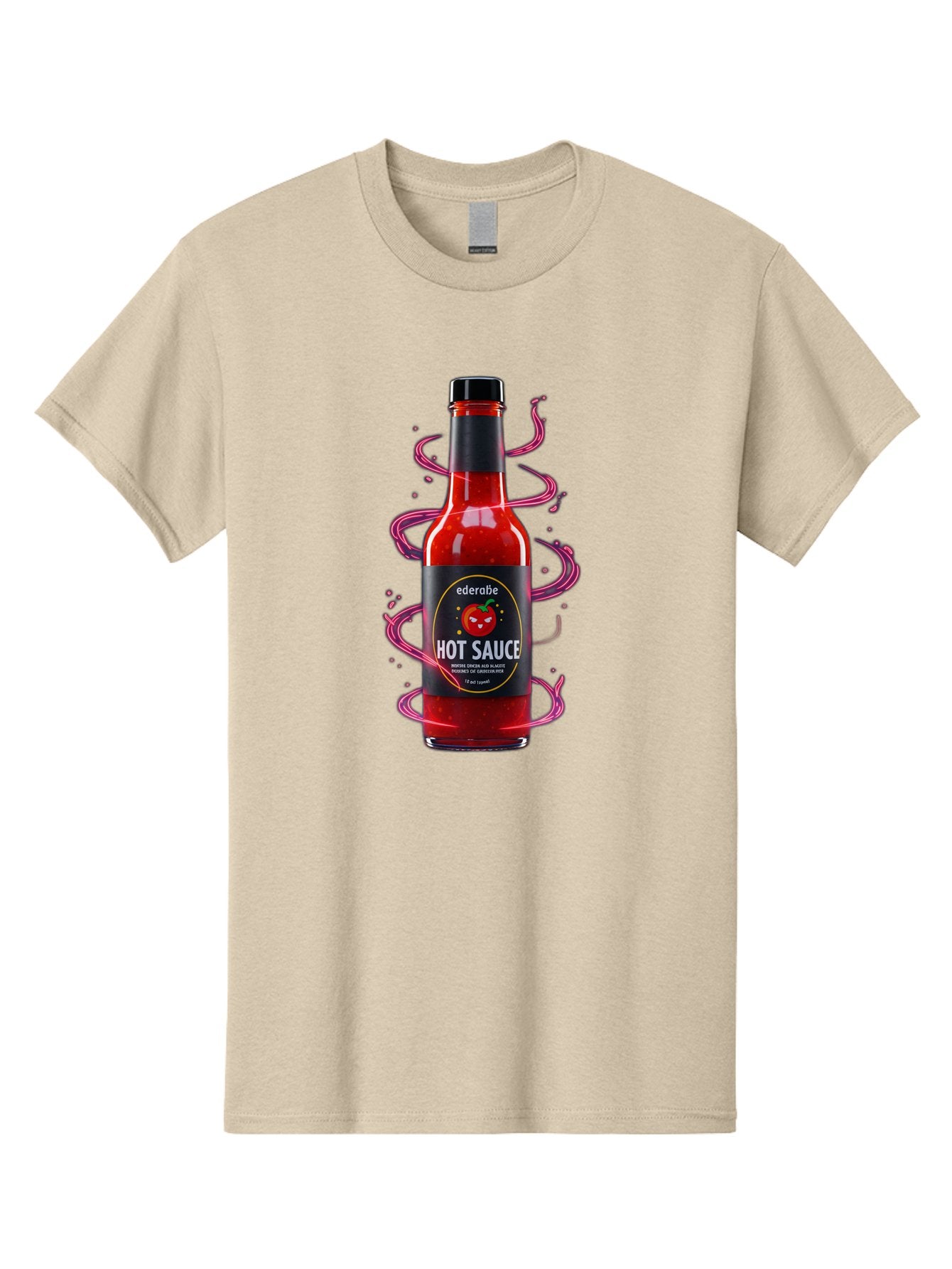 Ederatie-Hot-Sauce Men'S Graphic Tee, 100% Cotton, Comfortable Casual Summer Wear, Machine Washable, Hot Sauce Bottle, Spicy Condiment, Ederie Hot Sauce, Chili Pepper Sauce, Red Sauce, Fiery Flavor, Gourmet Hot Sauce, Sauce Packaging Baa637 9