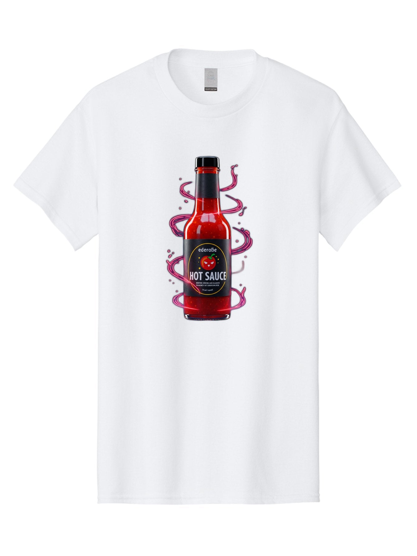 Ederatie-Hot-Sauce Men'S Graphic Tee, 100% Cotton, Comfortable Casual Summer Wear, Machine Washable, Hot Sauce Bottle, Spicy Condiment, Ederie Hot Sauce, Chili Pepper Sauce, Red Sauce, Fiery Flavor, Gourmet Hot Sauce, Sauce Packaging Baa637 6