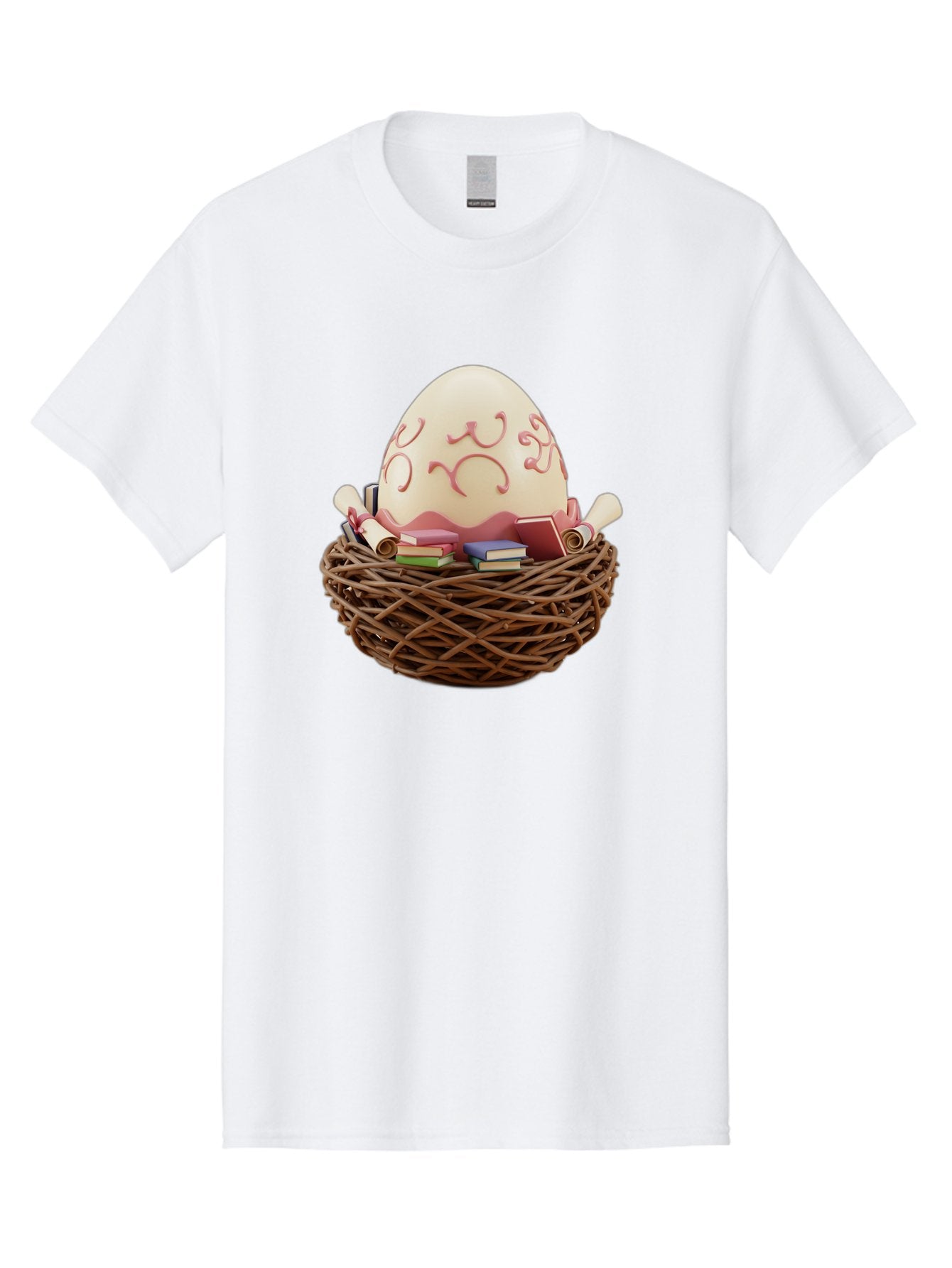 Education-Egg Men'S Graphic Tee, 100% Cotton, Comfortable Casual Summer Wear, Machine Washable, Egg With School Supplies, School Books, Pencils, Education Concept, Learning Materials, Creative Idea, Studying, Academic Resources, Baa638
