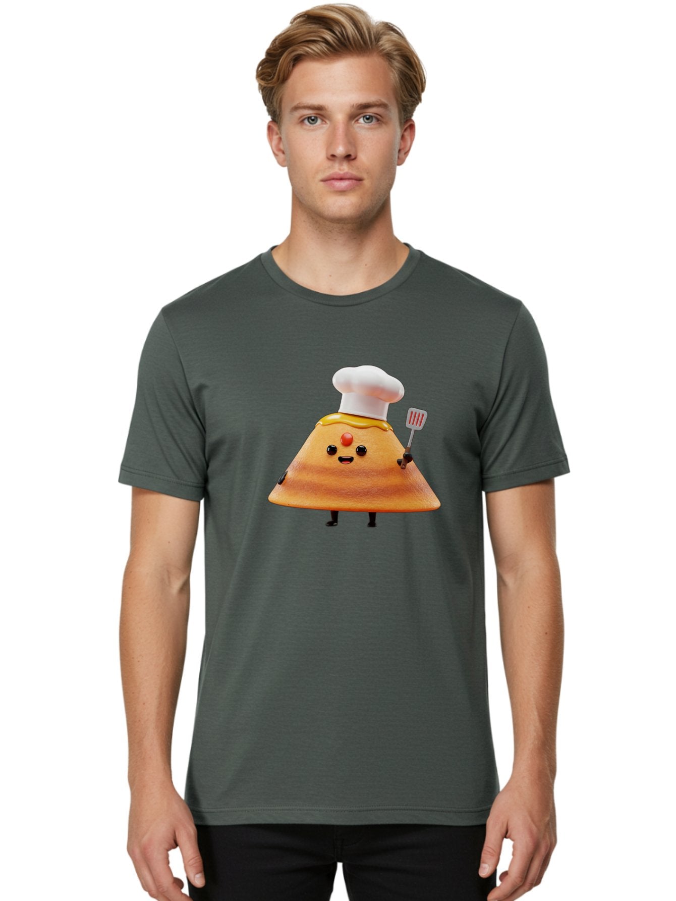 Egg-Character Men'S Graphic Tee, 100% Cotton, Comfortable Casual Summer Wear, Machine Washable, Fried Egg Cartoon Character, Chef Hat, Spatula, Cooking Utensils, Cute Face, Smiling Egg, Black Legs, Kitchen Illustration, Foodie Graphics, Baa640 28
