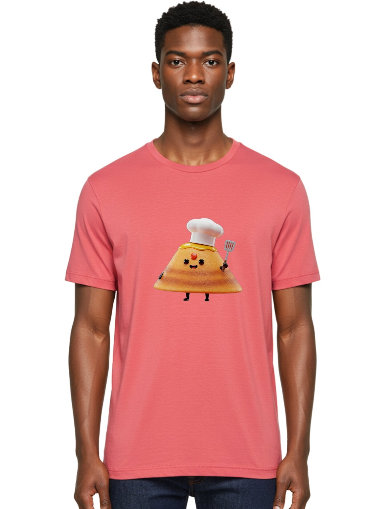 Egg-Character Men'S Graphic Tee, 100% Cotton, Comfortable Casual Summer Wear, Machine Washable, Fried Egg Cartoon Character, Chef Hat, Spatula, Cooking Utensils, Cute Face, Smiling Egg, Black Legs, Kitchen Illustration, Foodie Graphics, Baa640 17
