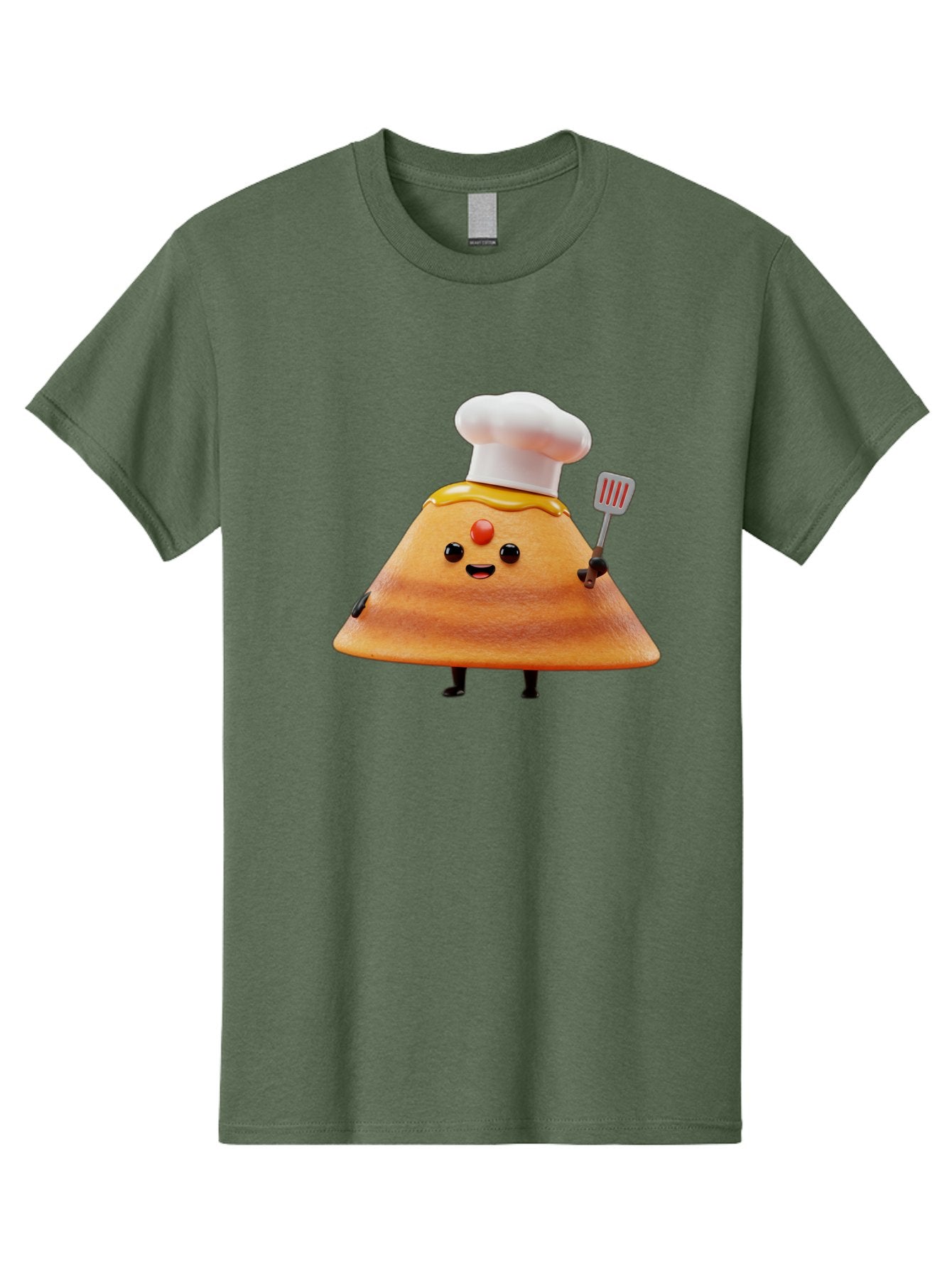 Egg-Character Men'S Graphic Tee, 100% Cotton, Comfortable Casual Summer Wear, Machine Washable, Fried Egg Cartoon Character, Chef Hat, Spatula, Cooking Utensils, Cute Face, Smiling Egg, Black Legs, Kitchen Illustration, Foodie Graphics, Baa640 3