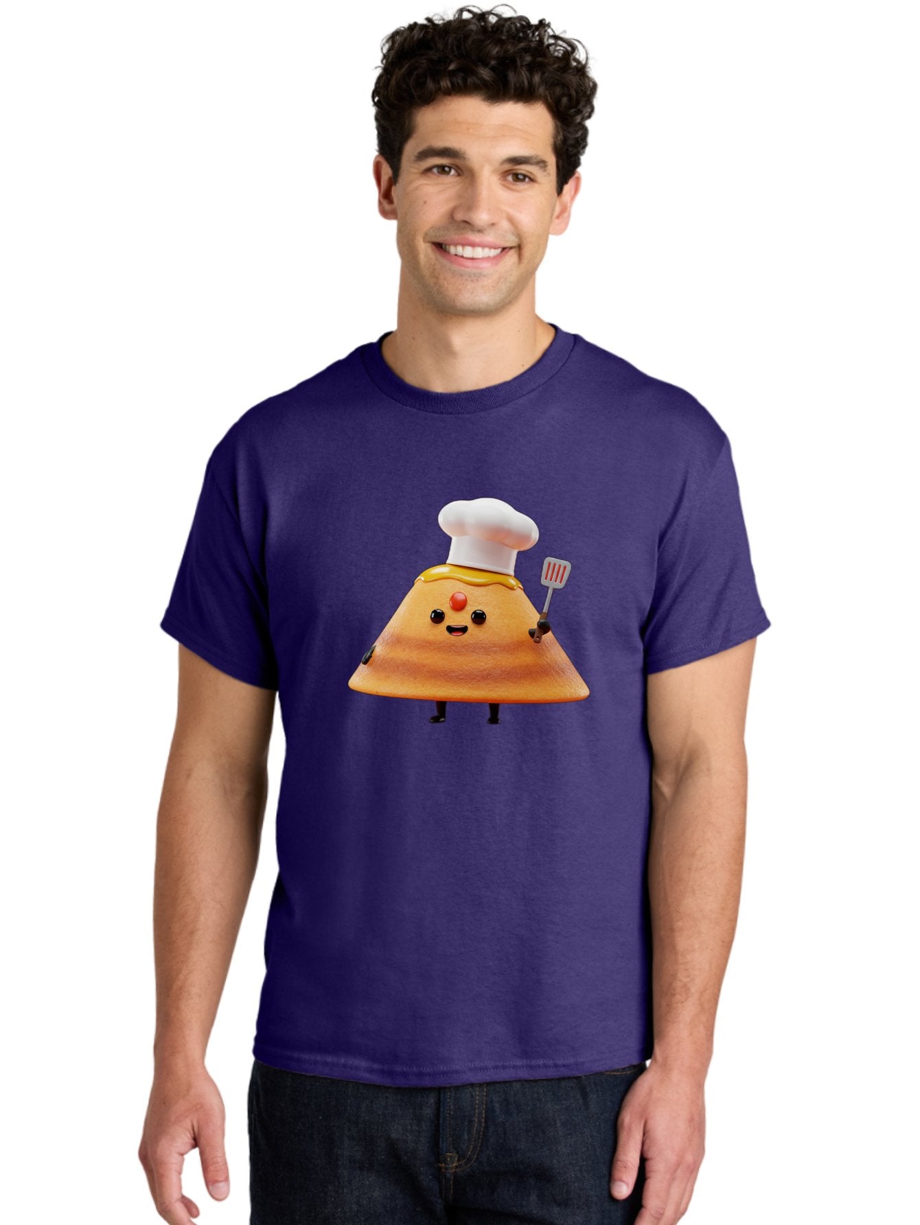 Egg-Character Men'S Graphic Tee, 100% Cotton, Comfortable Casual Summer Wear, Machine Washable, Fried Egg Cartoon Character, Chef Hat, Spatula, Cooking Utensils, Cute Face, Smiling Egg, Black Legs, Kitchen Illustration, Foodie Graphics, Baa640 18