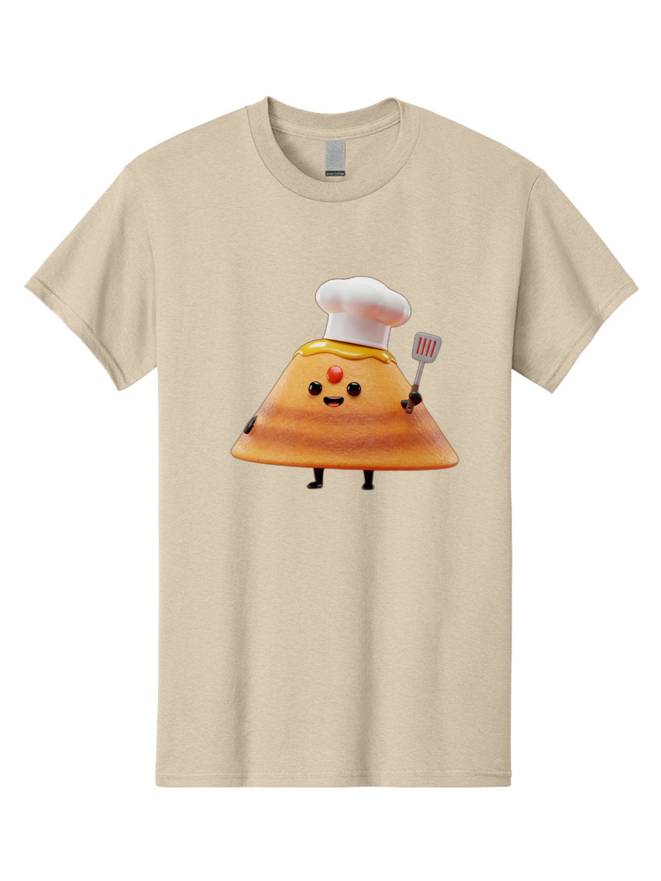 Egg-Character Men'S Graphic Tee, 100% Cotton, Comfortable Casual Summer Wear, Machine Washable, Fried Egg Cartoon Character, Chef Hat, Spatula, Cooking Utensils, Cute Face, Smiling Egg, Black Legs, Kitchen Illustration, Foodie Graphics, Baa640