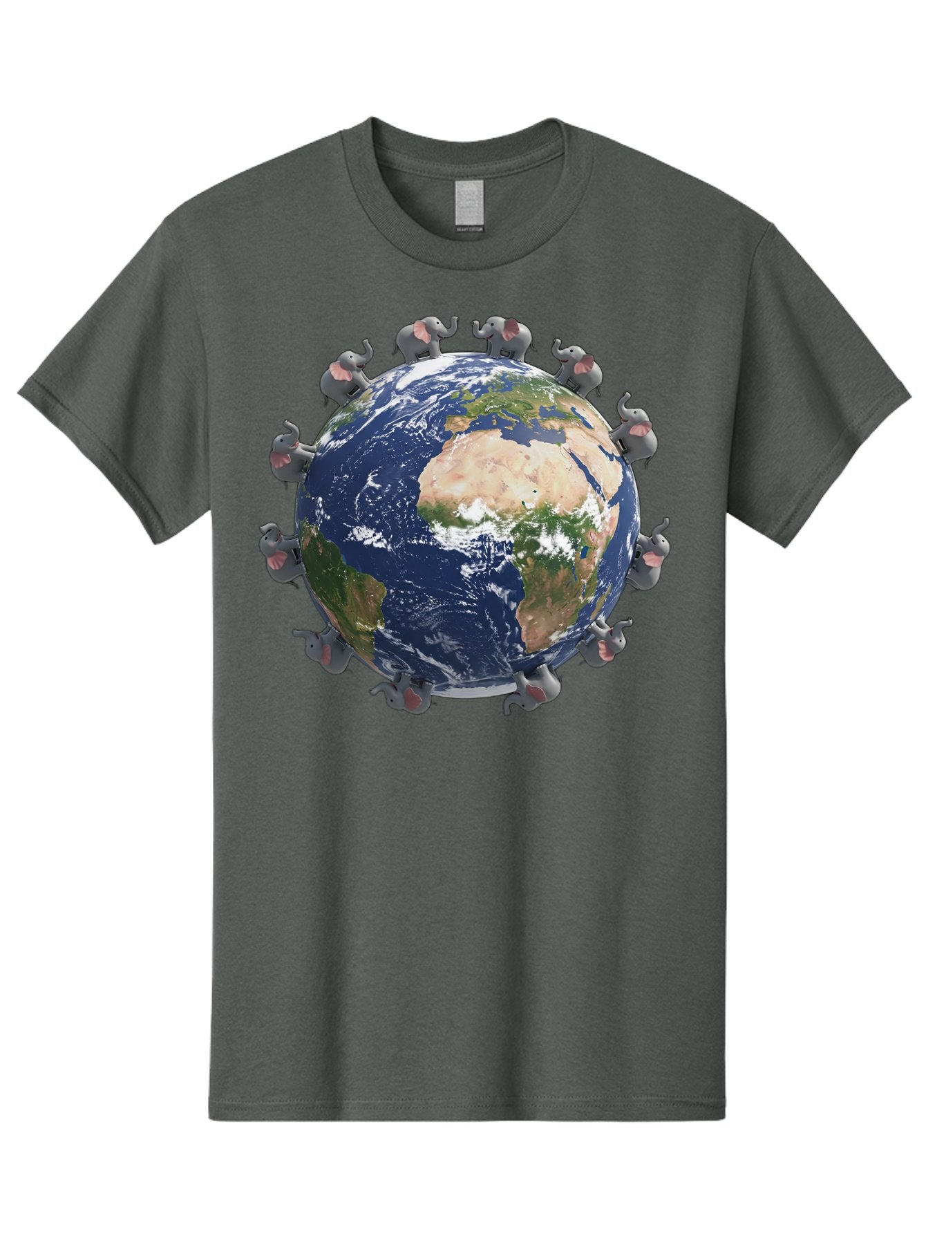 Elephants-Holding-Earth Men'S Graphic Tee, 100% Cotton, Comfortable Casual Summer Wear, Machine Washable, Elephants Surrounding The Earth, Global Unity, Conservation Efforts, Wildlife Protection, Animal Lovers, Earth'S Beauty, Baa644 5