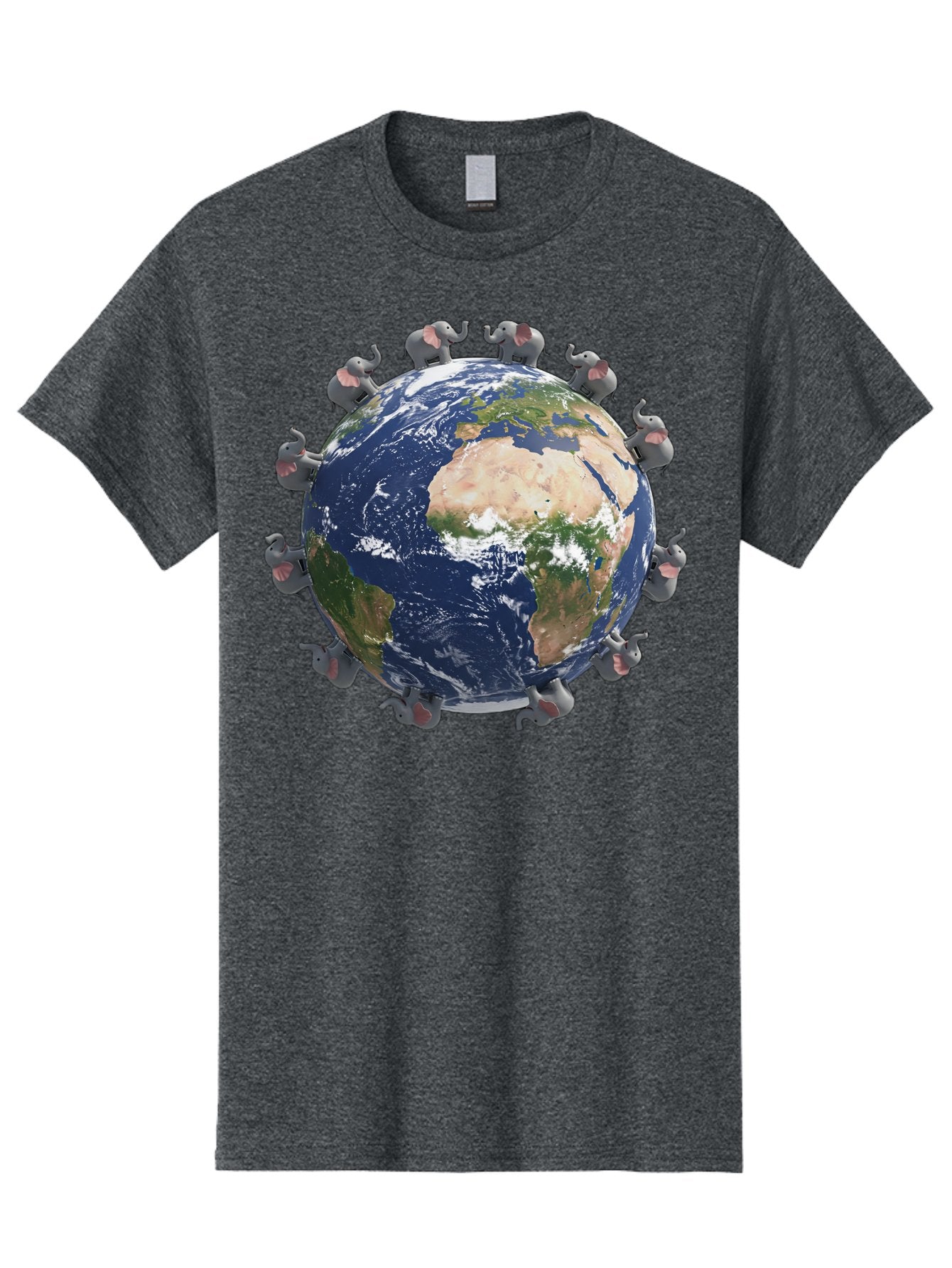 Elephants-Holding-Earth Men'S Graphic Tee, 100% Cotton, Comfortable Casual Summer Wear, Machine Washable, Elephants Surrounding The Earth, Global Unity, Conservation Efforts, Wildlife Protection, Animal Lovers, Earth'S Beauty, Baa644 13