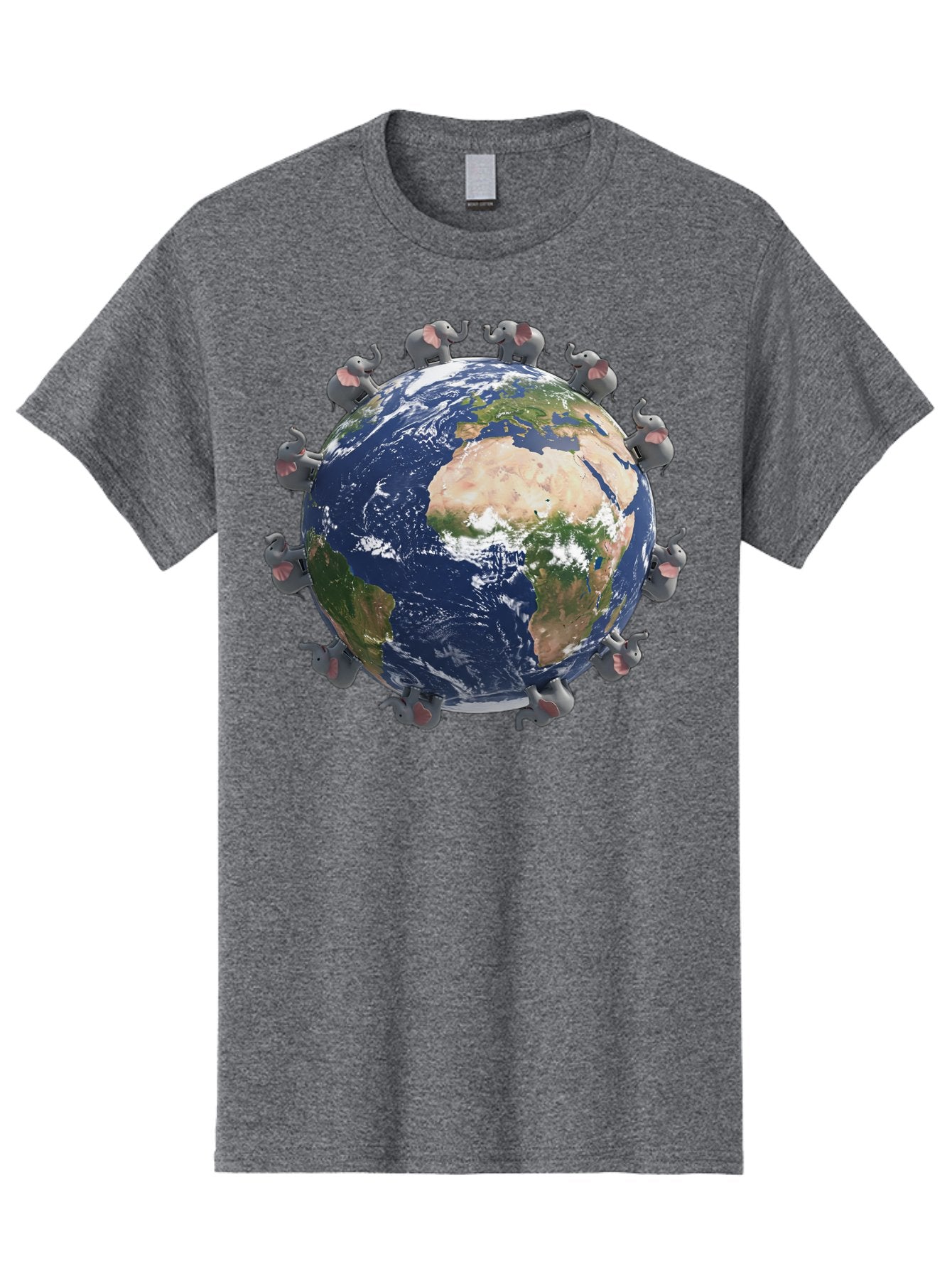 Elephants-Holding-Earth Men'S Graphic Tee, 100% Cotton, Comfortable Casual Summer Wear, Machine Washable, Elephants Surrounding The Earth, Global Unity, Conservation Efforts, Wildlife Protection, Animal Lovers, Earth'S Beauty, Baa644 3