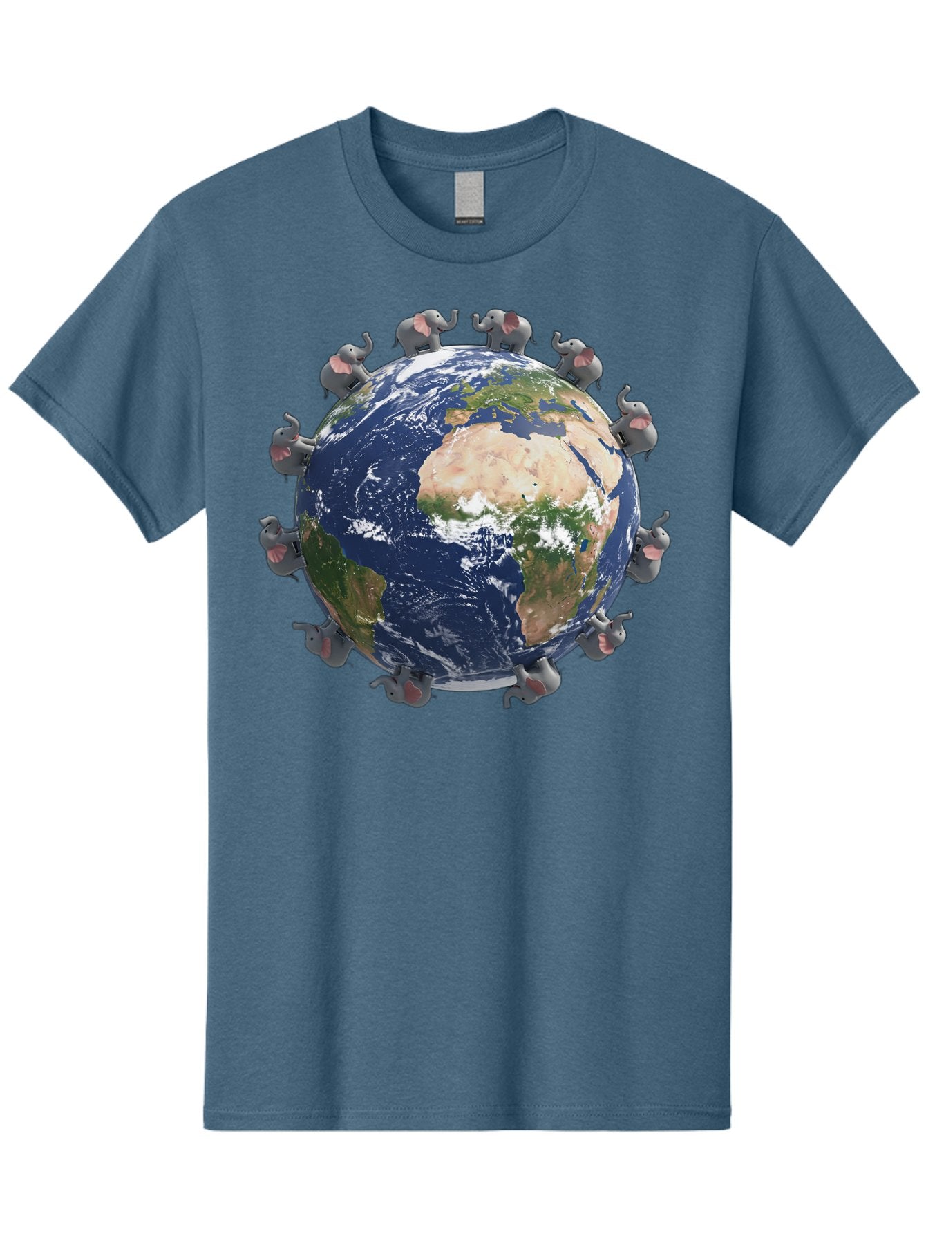 Elephants-Holding-Earth Men'S Graphic Tee, 100% Cotton, Comfortable Casual Summer Wear, Machine Washable, Elephants Surrounding The Earth, Global Unity, Conservation Efforts, Wildlife Protection, Animal Lovers, Earth'S Beauty, Baa644 10