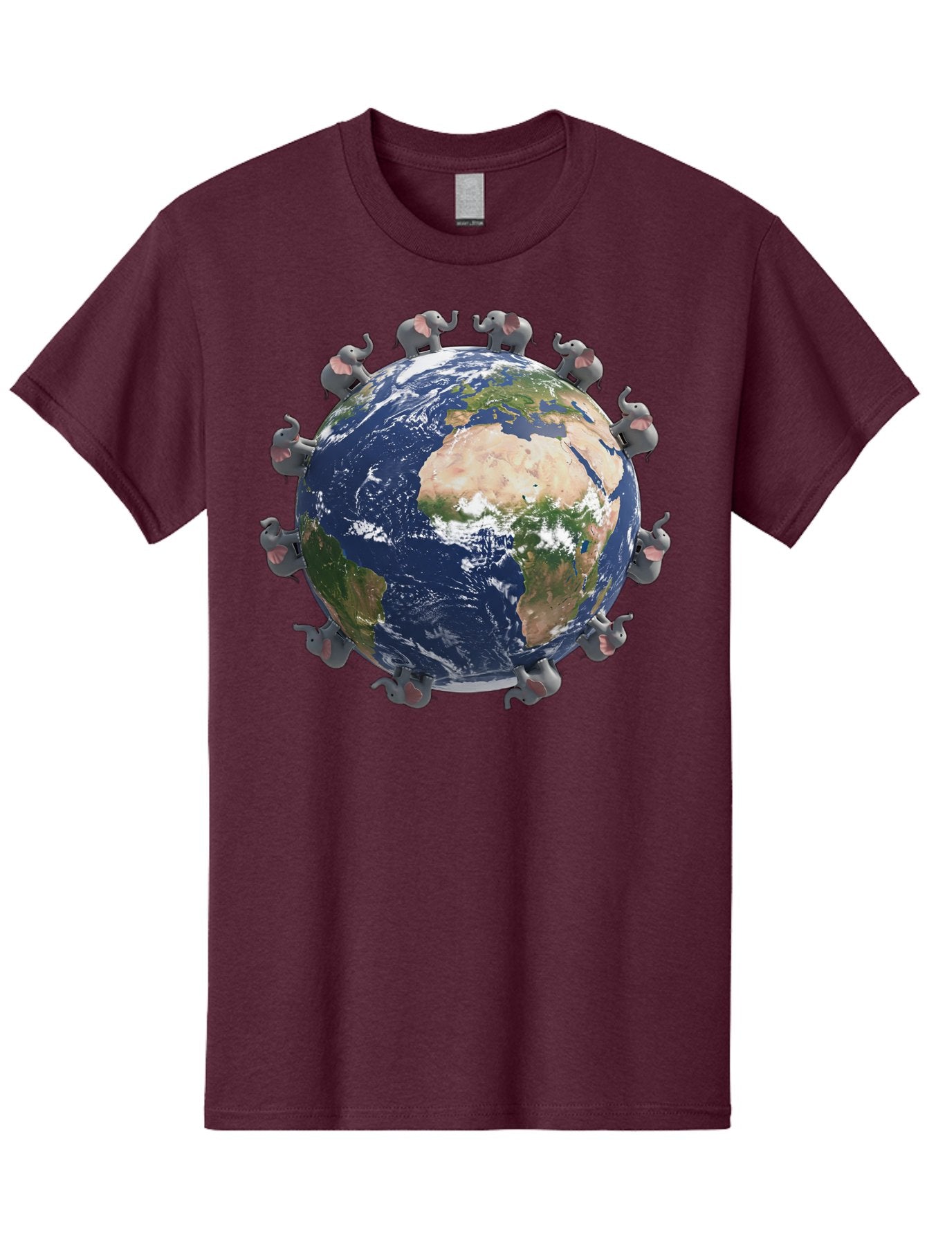 Elephants-Holding-Earth Men'S Graphic Tee, 100% Cotton, Comfortable Casual Summer Wear, Machine Washable, Elephants Surrounding The Earth, Global Unity, Conservation Efforts, Wildlife Protection, Animal Lovers, Earth'S Beauty, Baa644 15