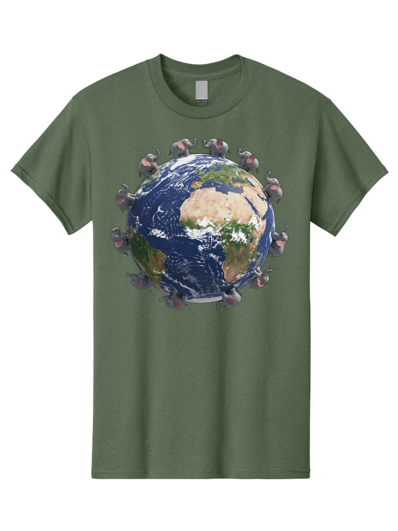 Elephants-Holding-Earth Men'S Graphic Tee, 100% Cotton, Comfortable Casual Summer Wear, Machine Washable, Elephants Surrounding The Earth, Global Unity, Conservation Efforts, Wildlife Protection, Animal Lovers, Earth'S Beauty, Baa644 12
