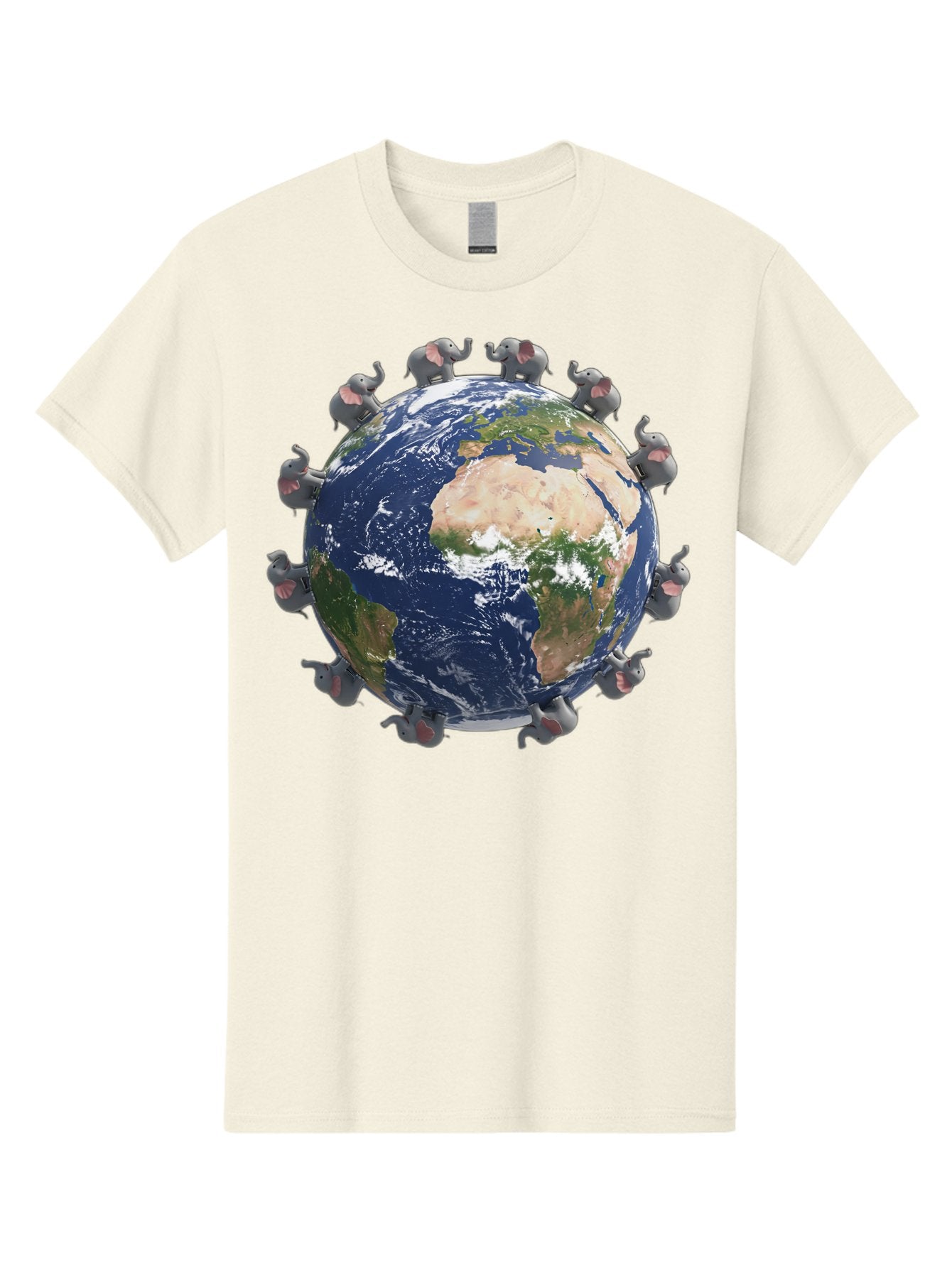 Elephants-Holding-Earth Men'S Graphic Tee, 100% Cotton, Comfortable Casual Summer Wear, Machine Washable, Elephants Surrounding The Earth, Global Unity, Conservation Efforts, Wildlife Protection, Animal Lovers, Earth'S Beauty, Baa644 11