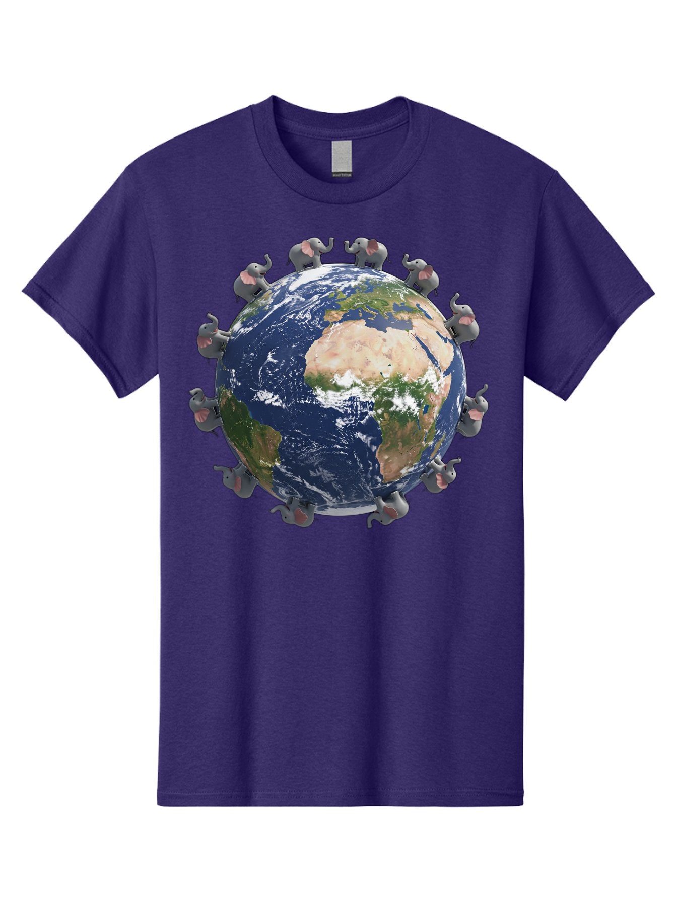 Elephants-Holding-Earth Men'S Graphic Tee, 100% Cotton, Comfortable Casual Summer Wear, Machine Washable, Elephants Surrounding The Earth, Global Unity, Conservation Efforts, Wildlife Protection, Animal Lovers, Earth'S Beauty, Baa644 6