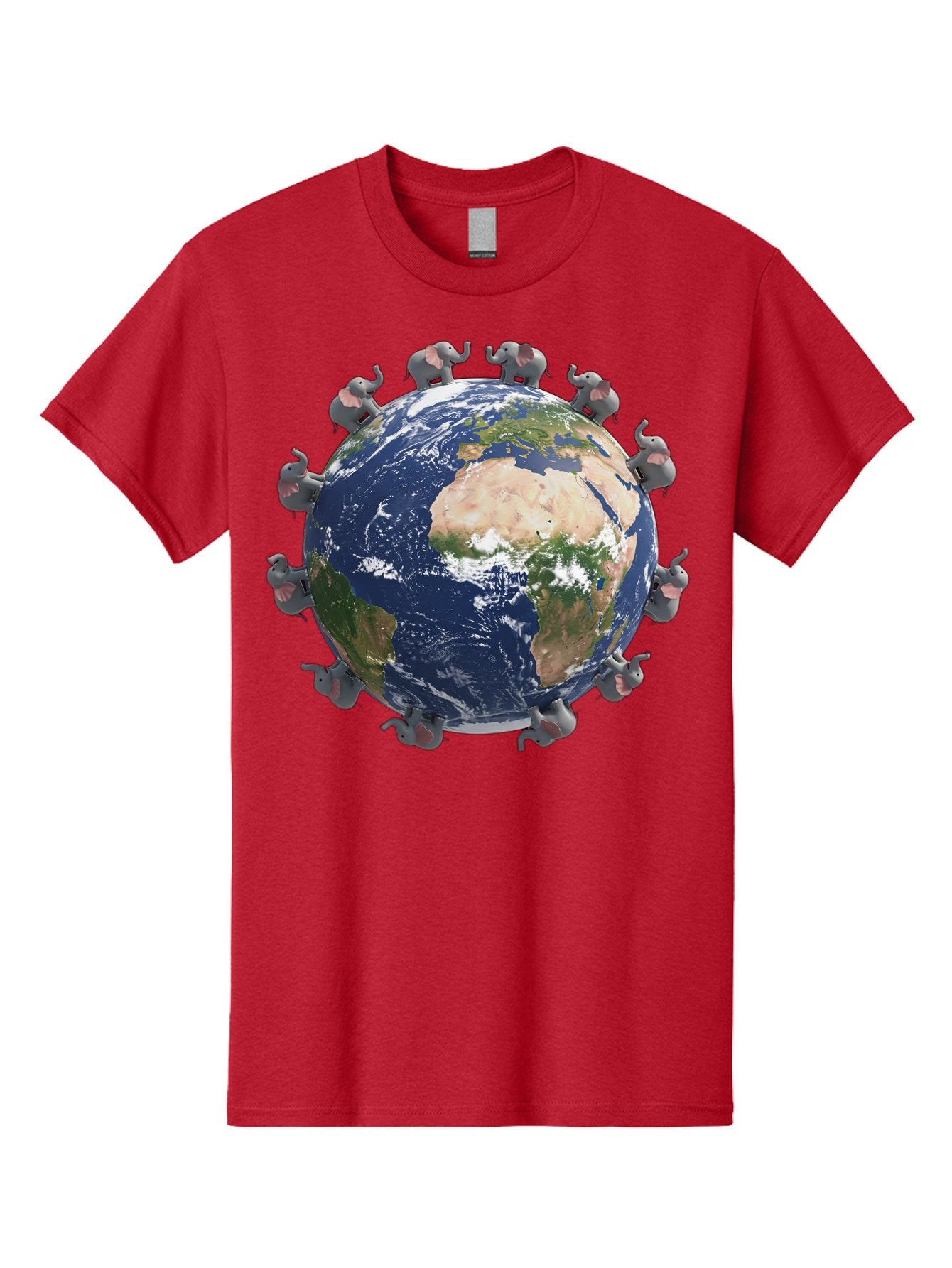 Elephants-Holding-Earth Men'S Graphic Tee, 100% Cotton, Comfortable Casual Summer Wear, Machine Washable, Elephants Surrounding The Earth, Global Unity, Conservation Efforts, Wildlife Protection, Animal Lovers, Earth'S Beauty, Baa644 9