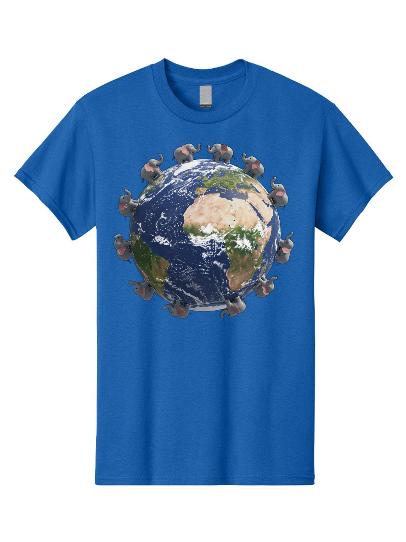 Elephants-Holding-Earth Men'S Graphic Tee, 100% Cotton, Comfortable Casual Summer Wear, Machine Washable, Elephants Surrounding The Earth, Global Unity, Conservation Efforts, Wildlife Protection, Animal Lovers, Earth'S Beauty, Baa644 4