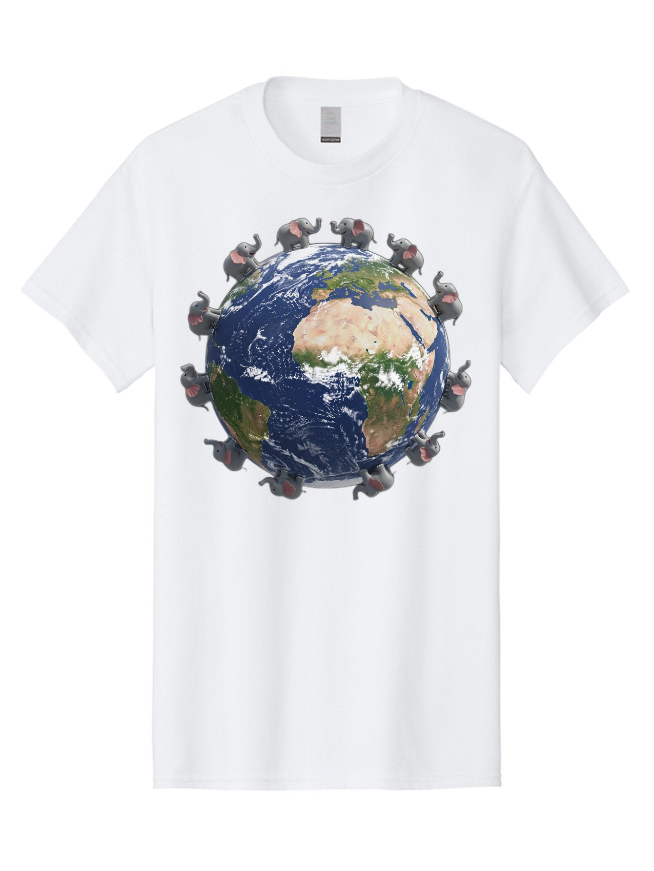 Elephants-Holding-Earth Men'S Graphic Tee, 100% Cotton, Comfortable Casual Summer Wear, Machine Washable, Elephants Surrounding The Earth, Global Unity, Conservation Efforts, Wildlife Protection, Animal Lovers, Earth'S Beauty, Baa644 7