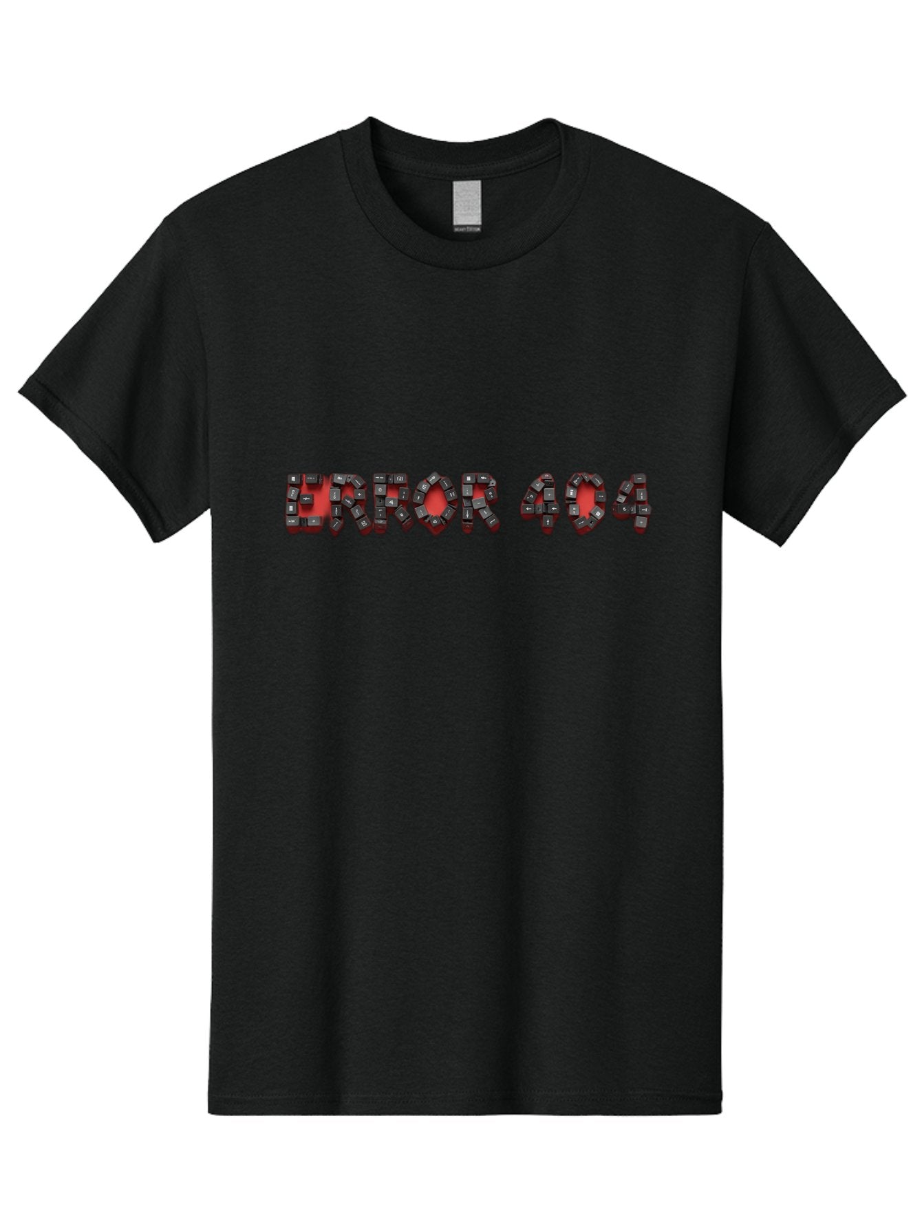 Error-404-1 Men'S Graphic Tee, 100% Cotton, Comfortable Casual Summer Wear, Machine Washable, Error 404 Message, Broken Link, Webpage Not Found, Futuristic Font, Cyberpunk Typography, Red And Black Color Scheme, Glitch Art, Robotic Lettering, Baa649 14