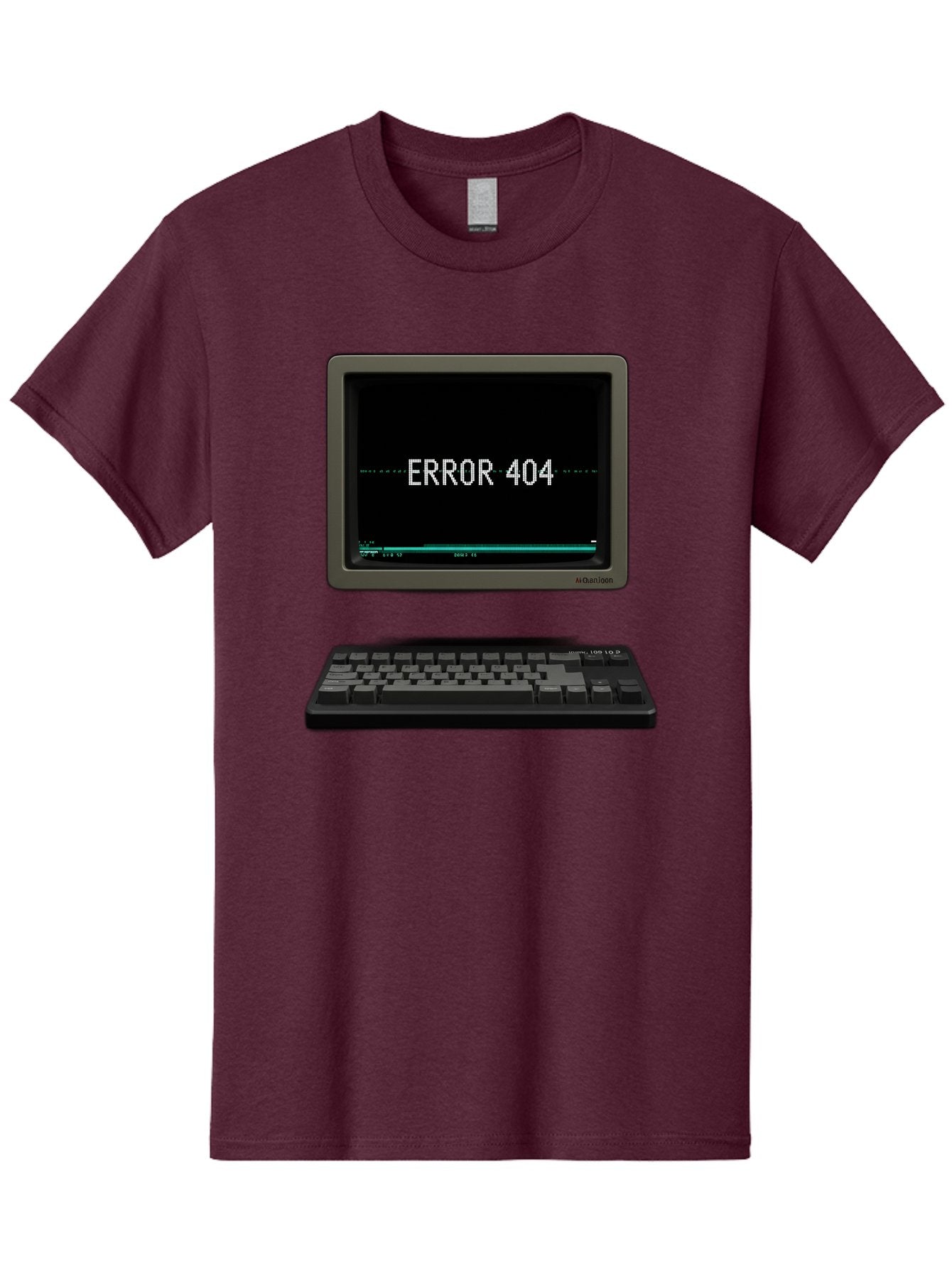 Error-404 Men'S Graphic Tee, 100% Cotton, Comfortable Casual Summer Wear, Machine Washable, Error 404 Message, Computer Monitor, Keyboard, Old Computer, Retro Technology, Error Screen, 404 Page Not Found, Vintage Computer Hardware, Baa652