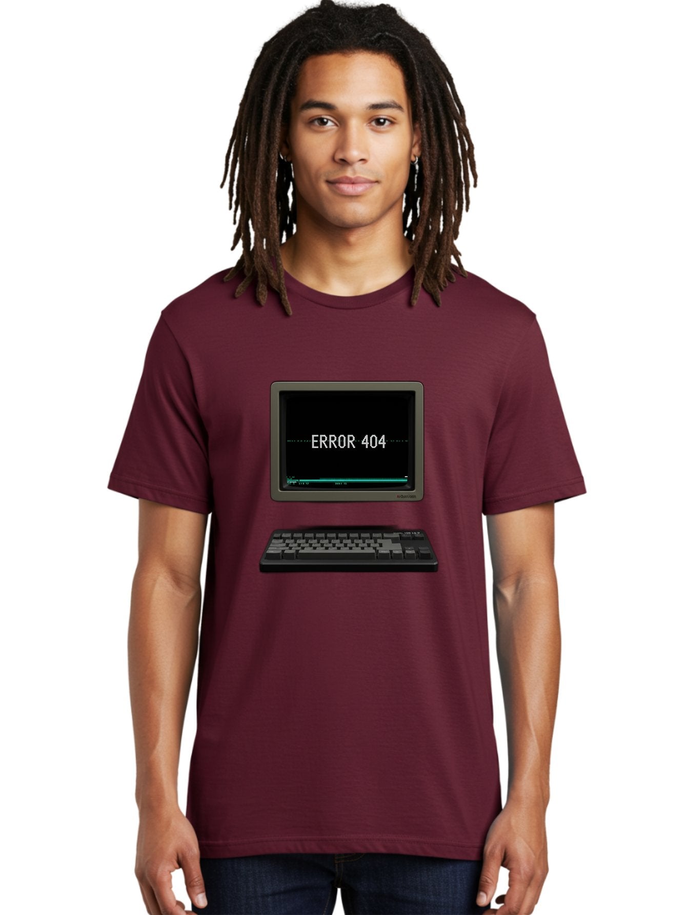 Error-404 Men'S Graphic Tee, 100% Cotton, Comfortable Casual Summer Wear, Machine Washable, Error 404 Message, Computer Monitor, Keyboard, Old Computer, Retro Technology, Error Screen, 404 Page Not Found, Vintage Computer Hardware, Baa652 21